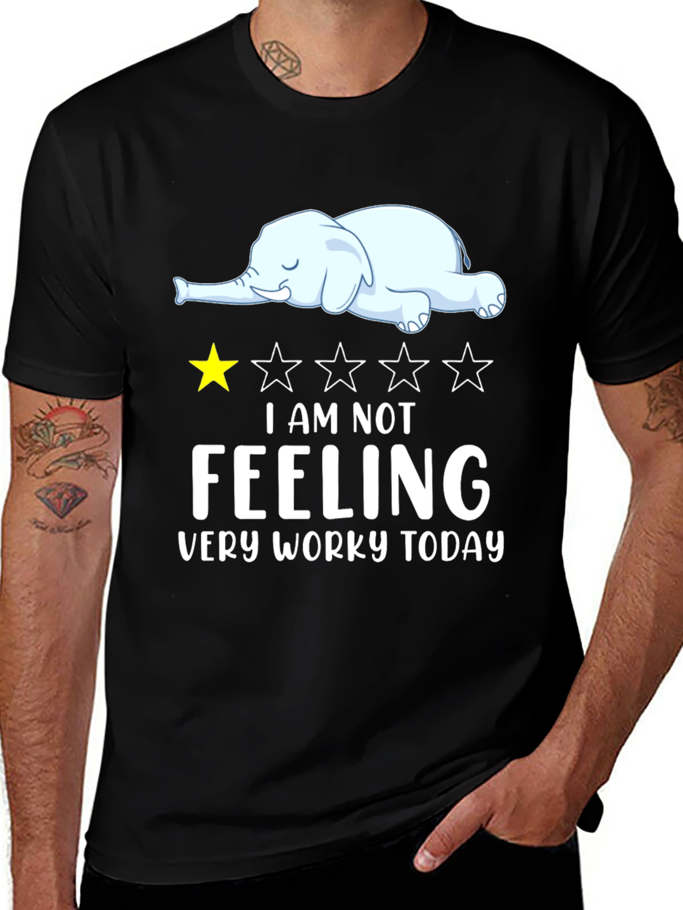 Not Feeling Worky Lazy Elephant Graphic T-Shirt