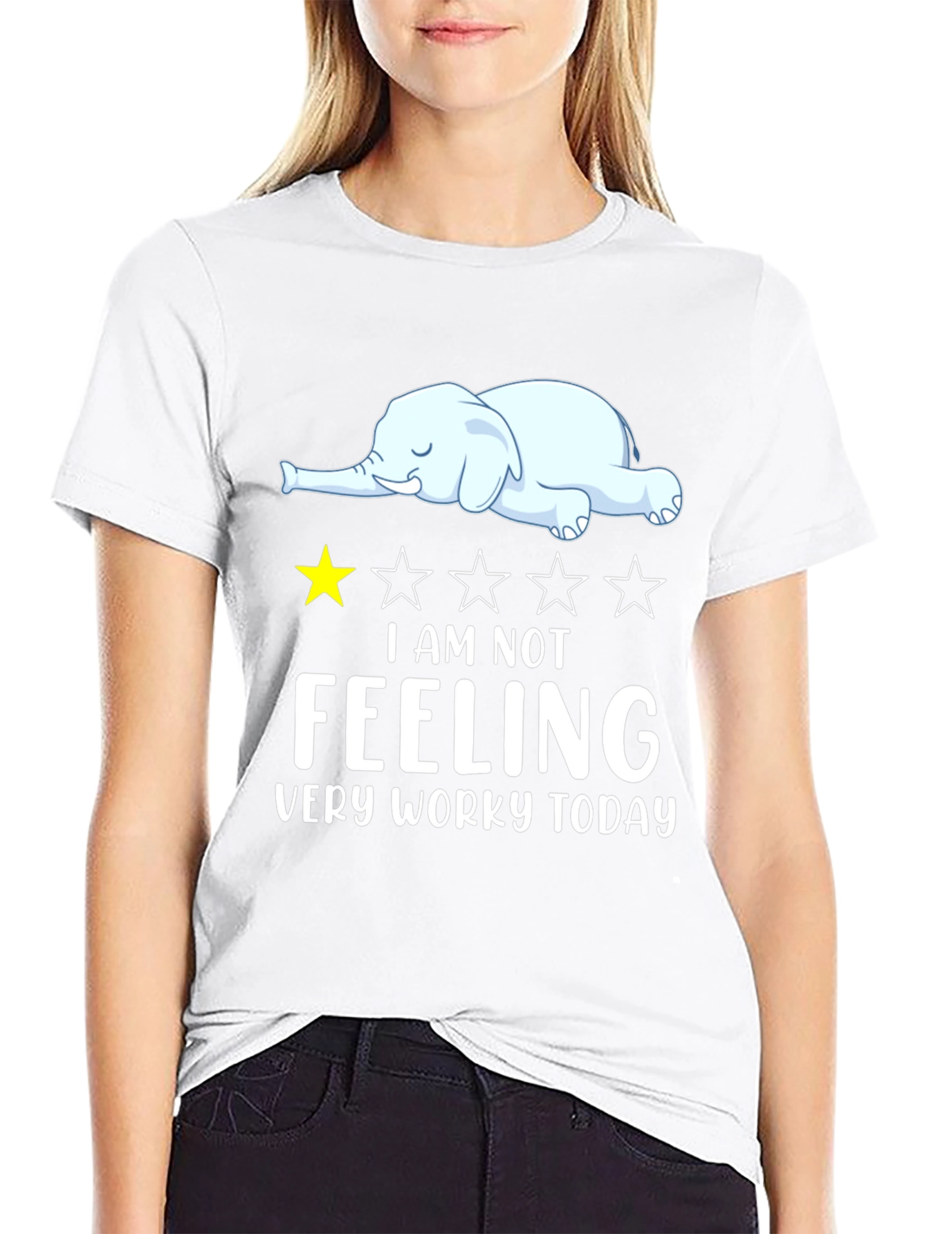 Not Feeling Worky Lazy Elephant Graphic T-Shirt