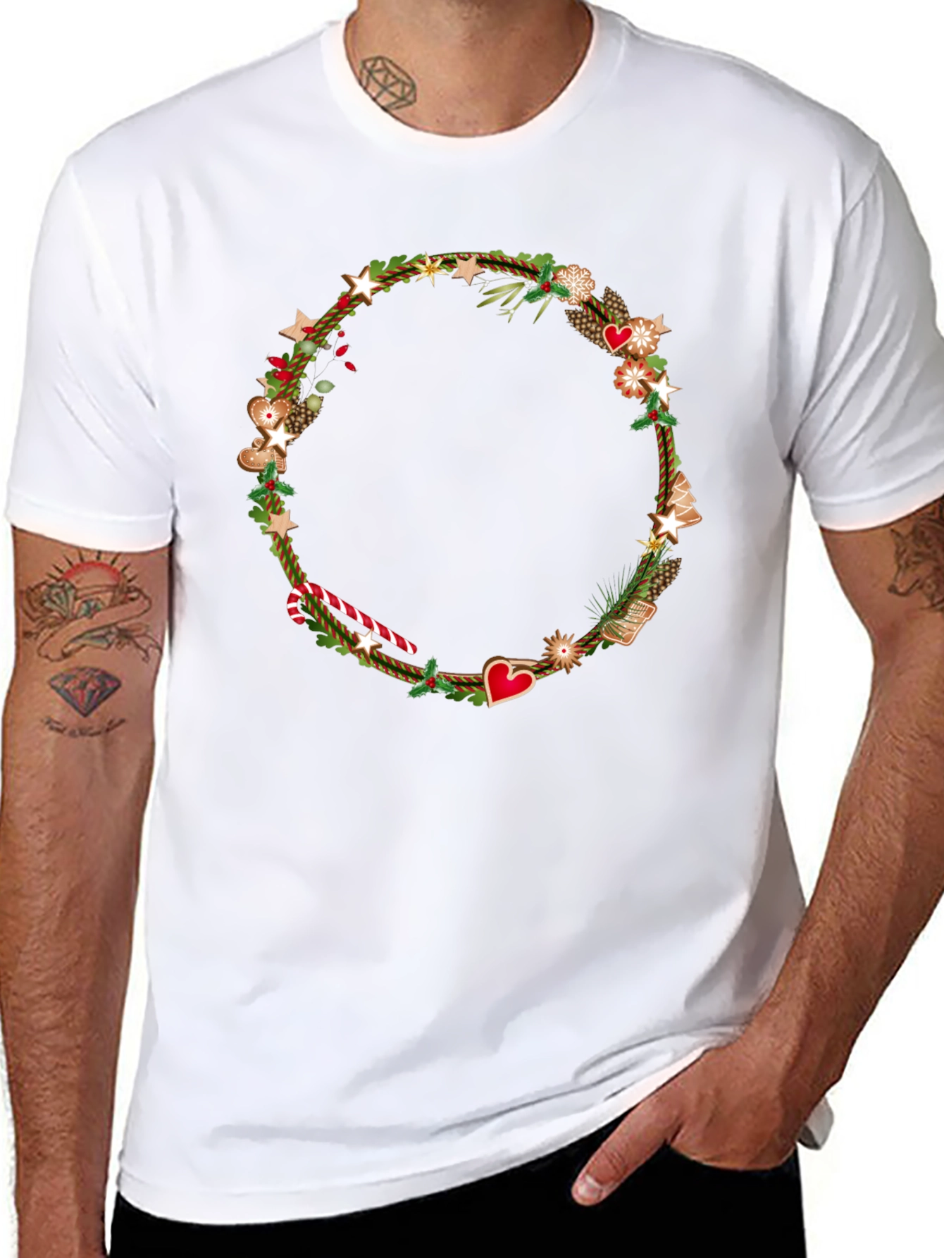 Festive Holiday Wreath Graphic T-Shirt