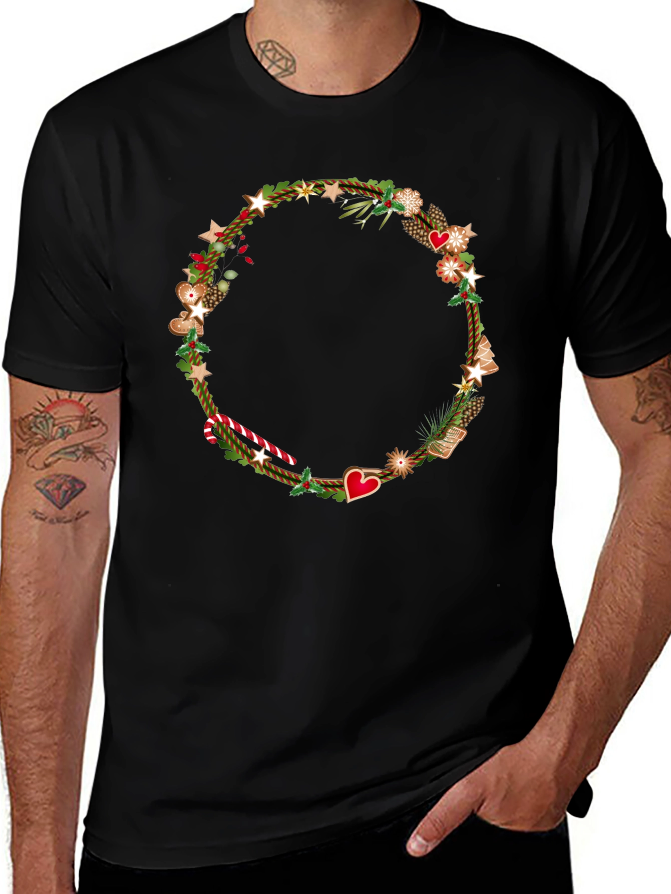 Festive Holiday Wreath Graphic T-Shirt