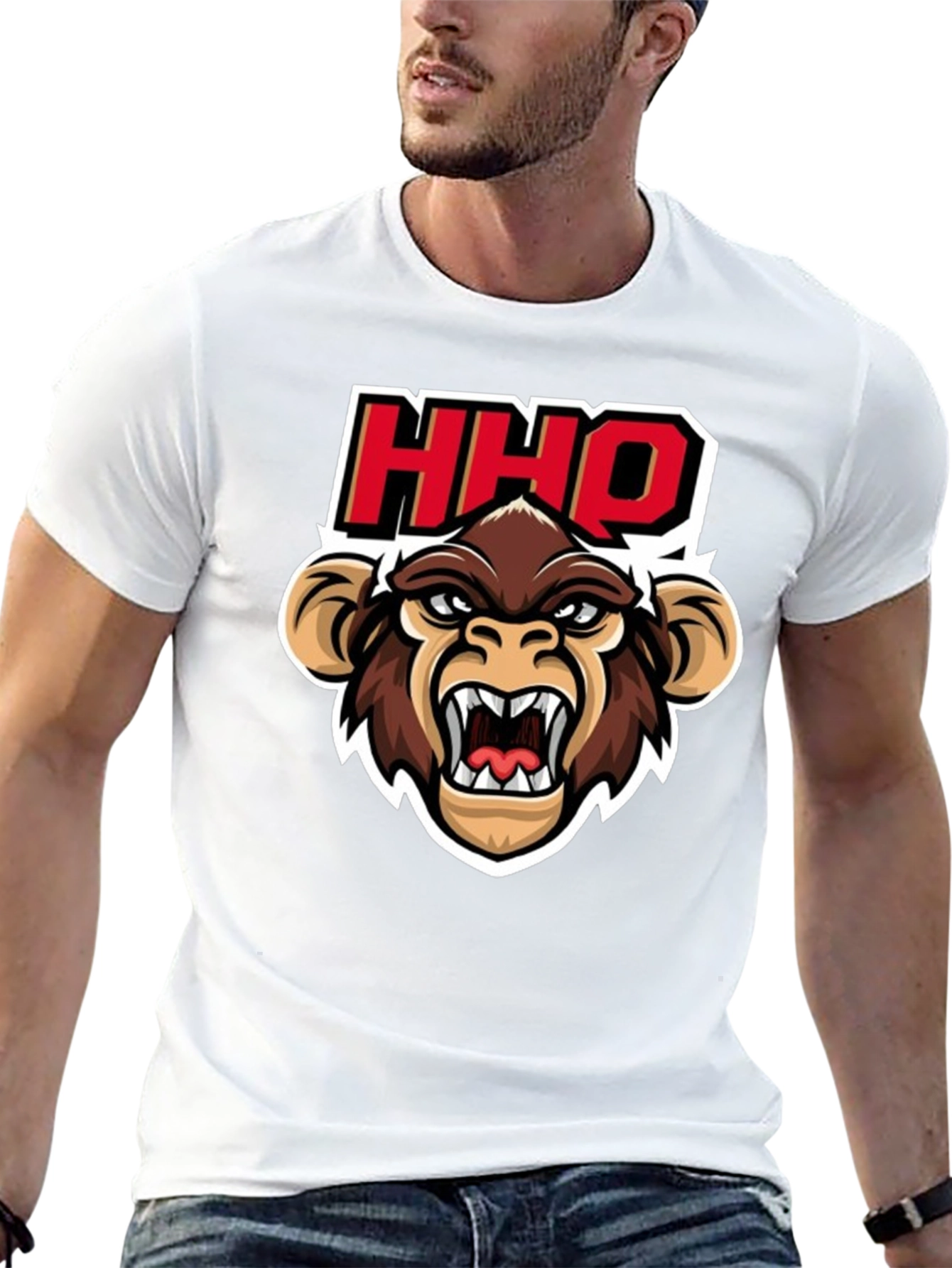 HHOQ Angry Monkey Graphic T-Shirt