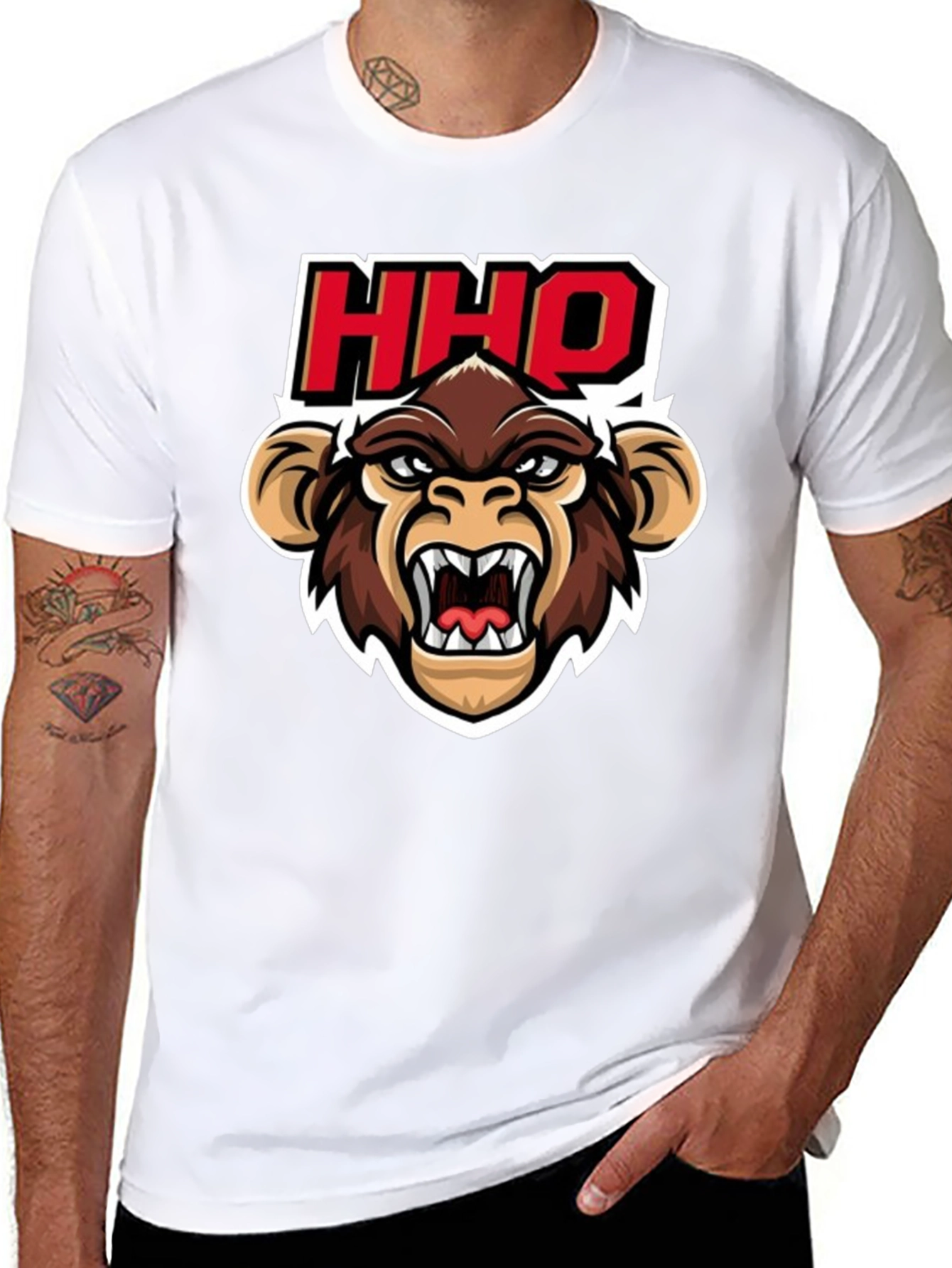 HHOQ Angry Monkey Graphic T-Shirt
