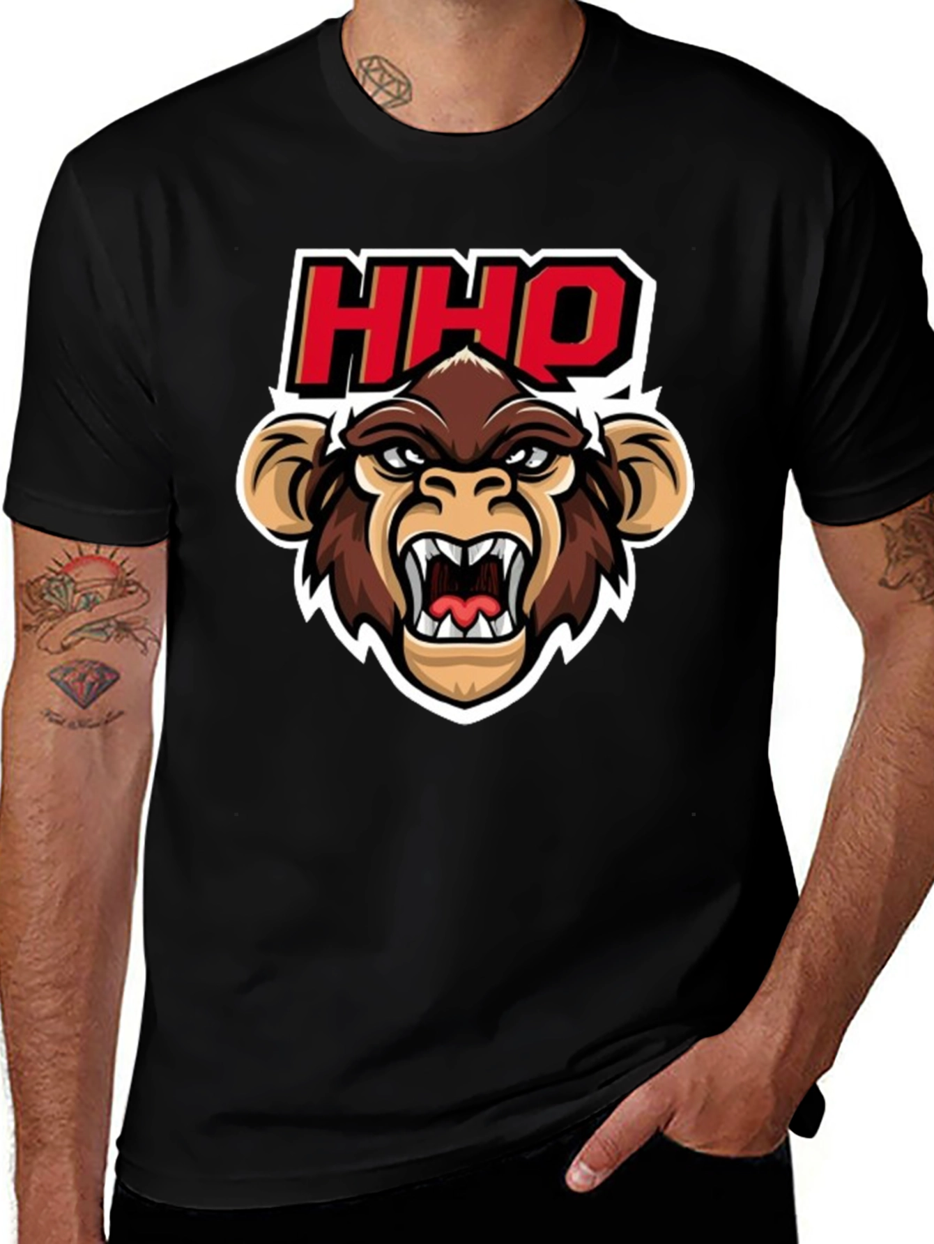 HHOQ Angry Monkey Graphic T-Shirt