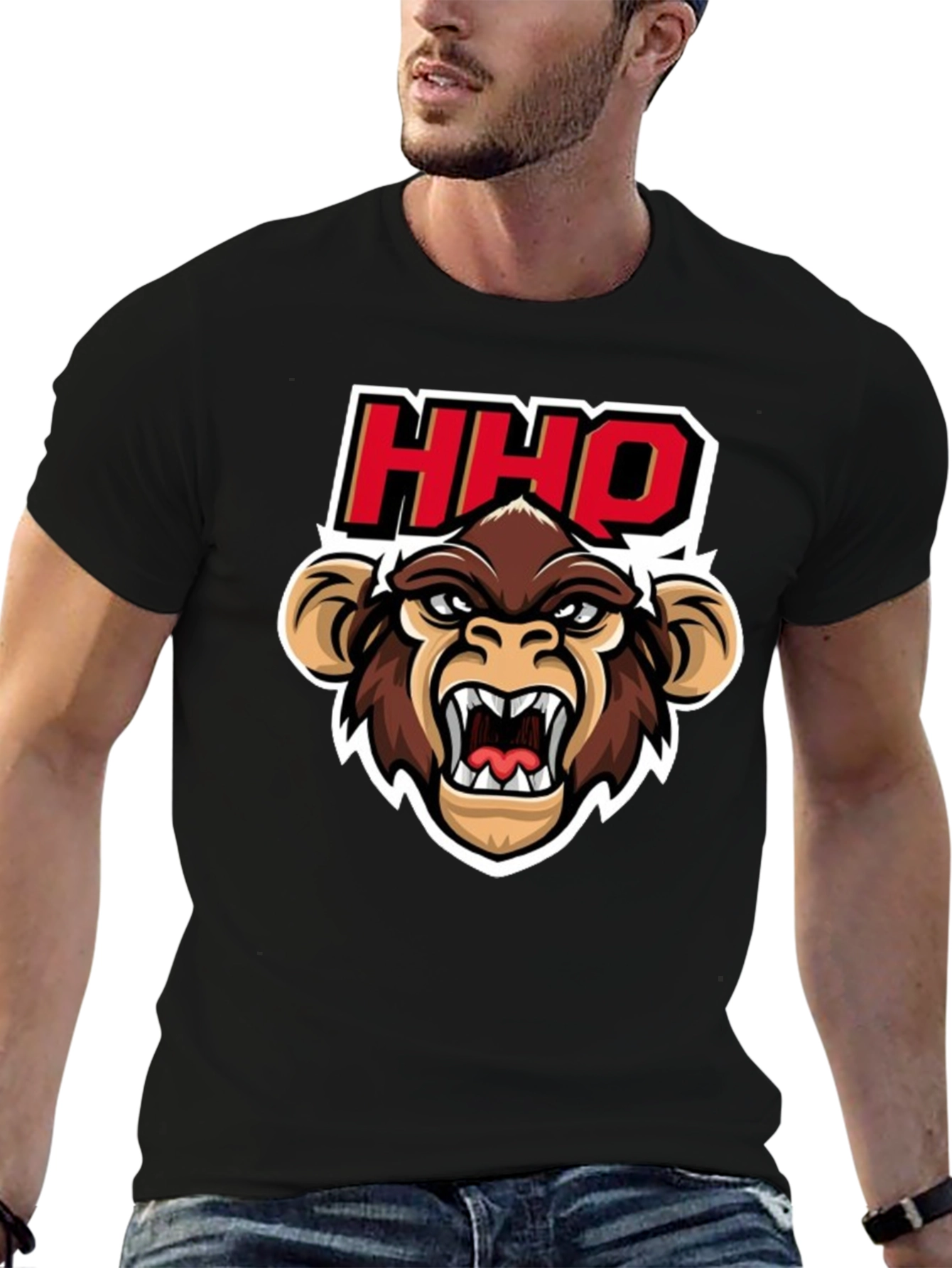 HHOQ Angry Monkey Graphic T-Shirt