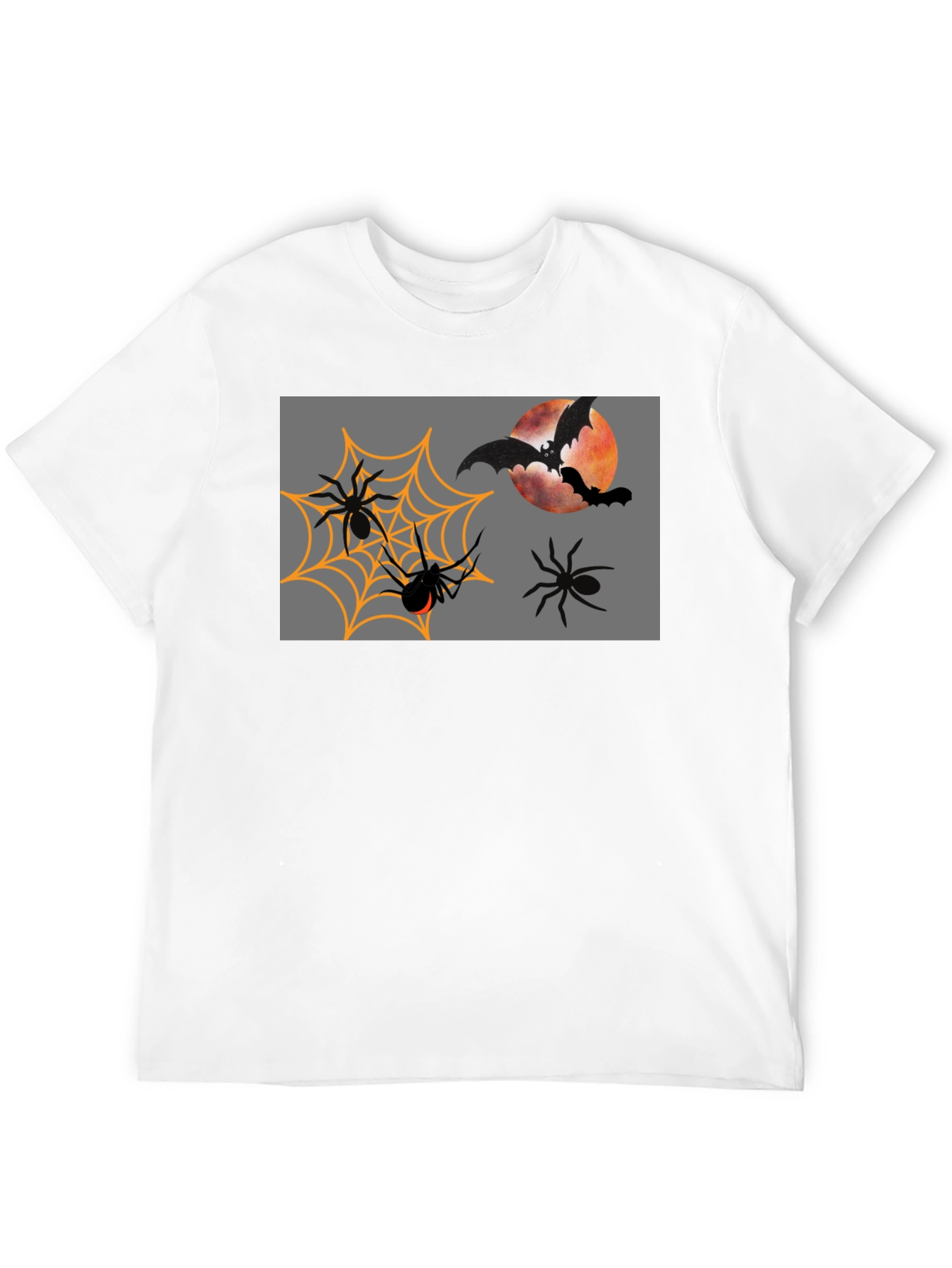 Halloween Bats and Spiders Black T-Shirt