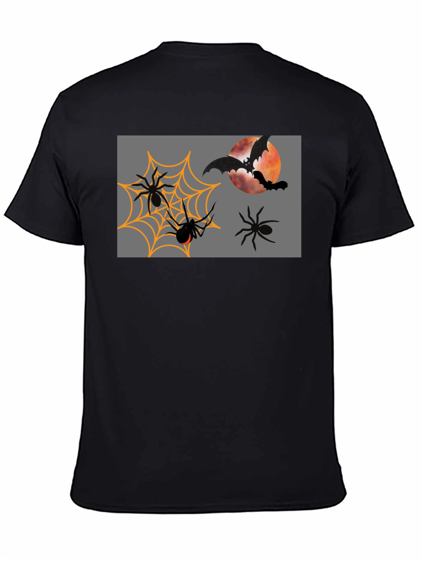 Halloween Bats and Spiders Black T-Shirt