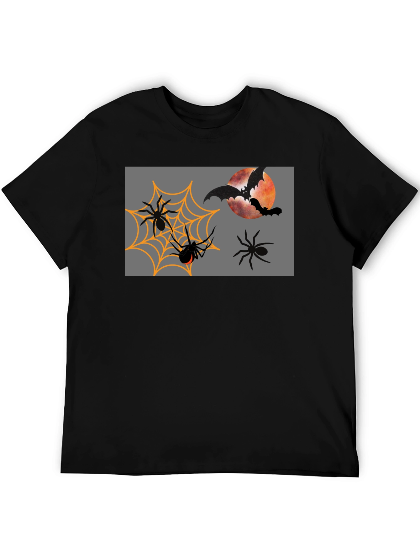 Halloween Bats and Spiders Black T-Shirt