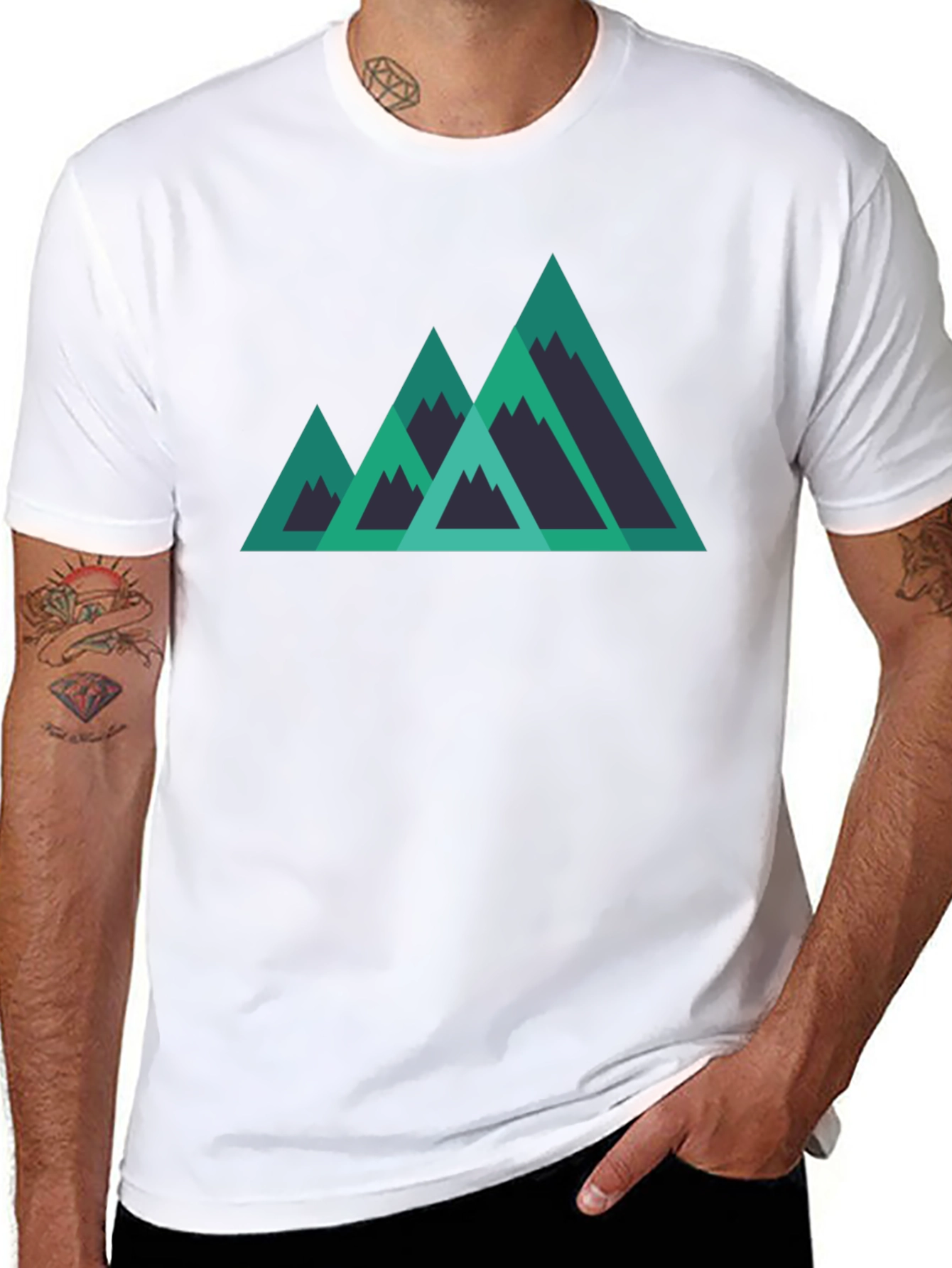 Geometric Mountain T-Shirt - Modern Minimalist Design