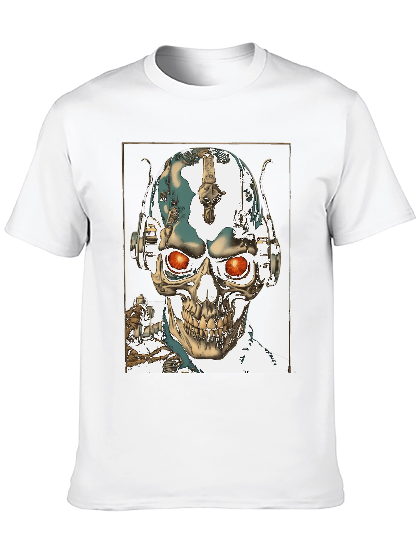 Skull Robot Head Black T-Shirt