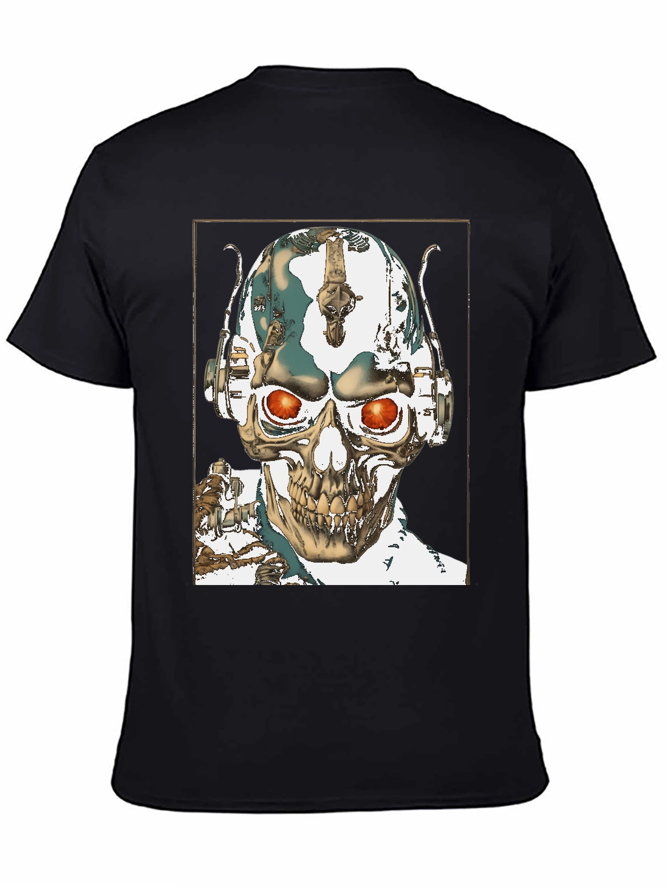 Skull Robot Head Black T-Shirt