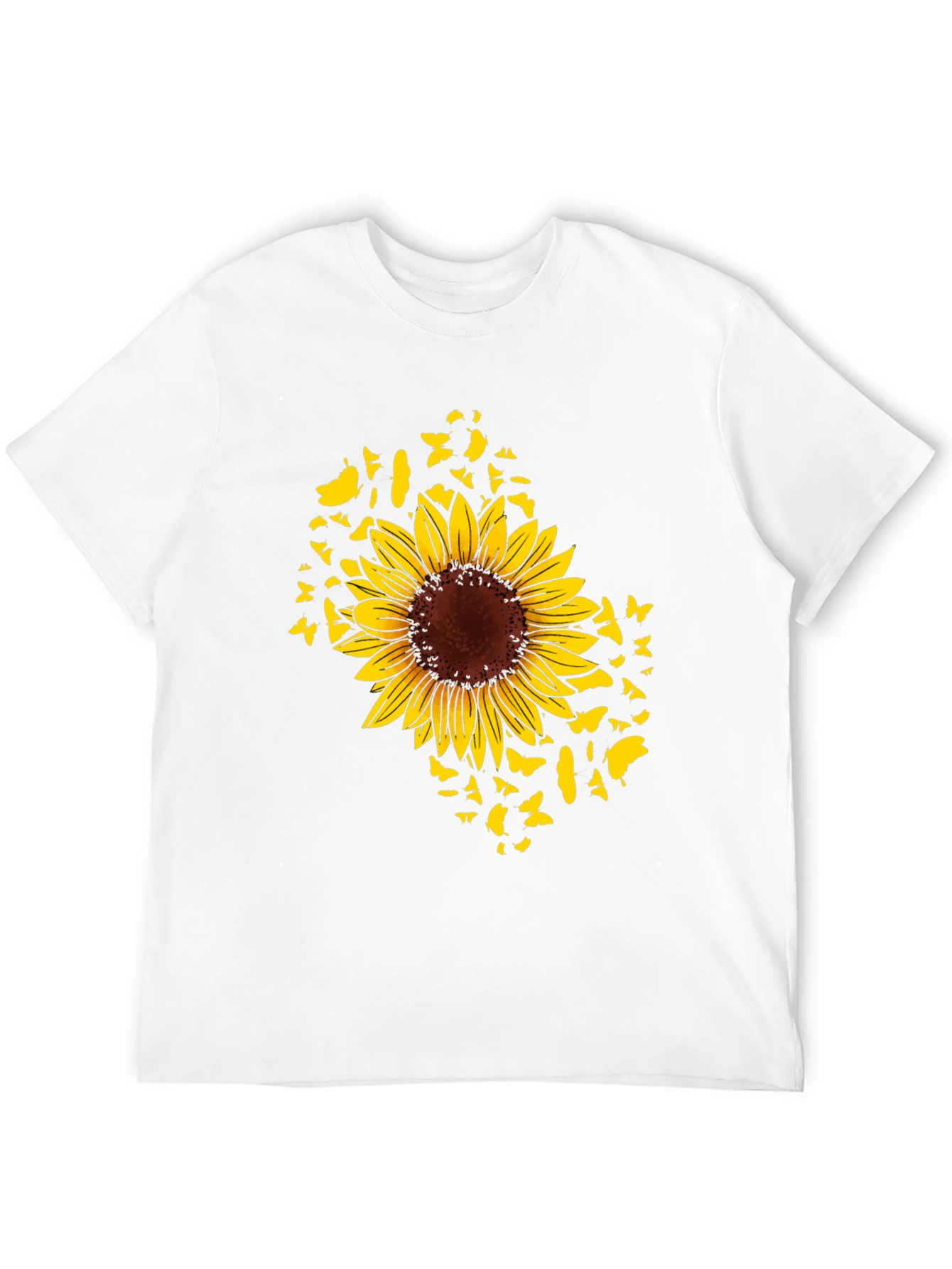 Sunflower Butterfly Graphic Black T-Shirt