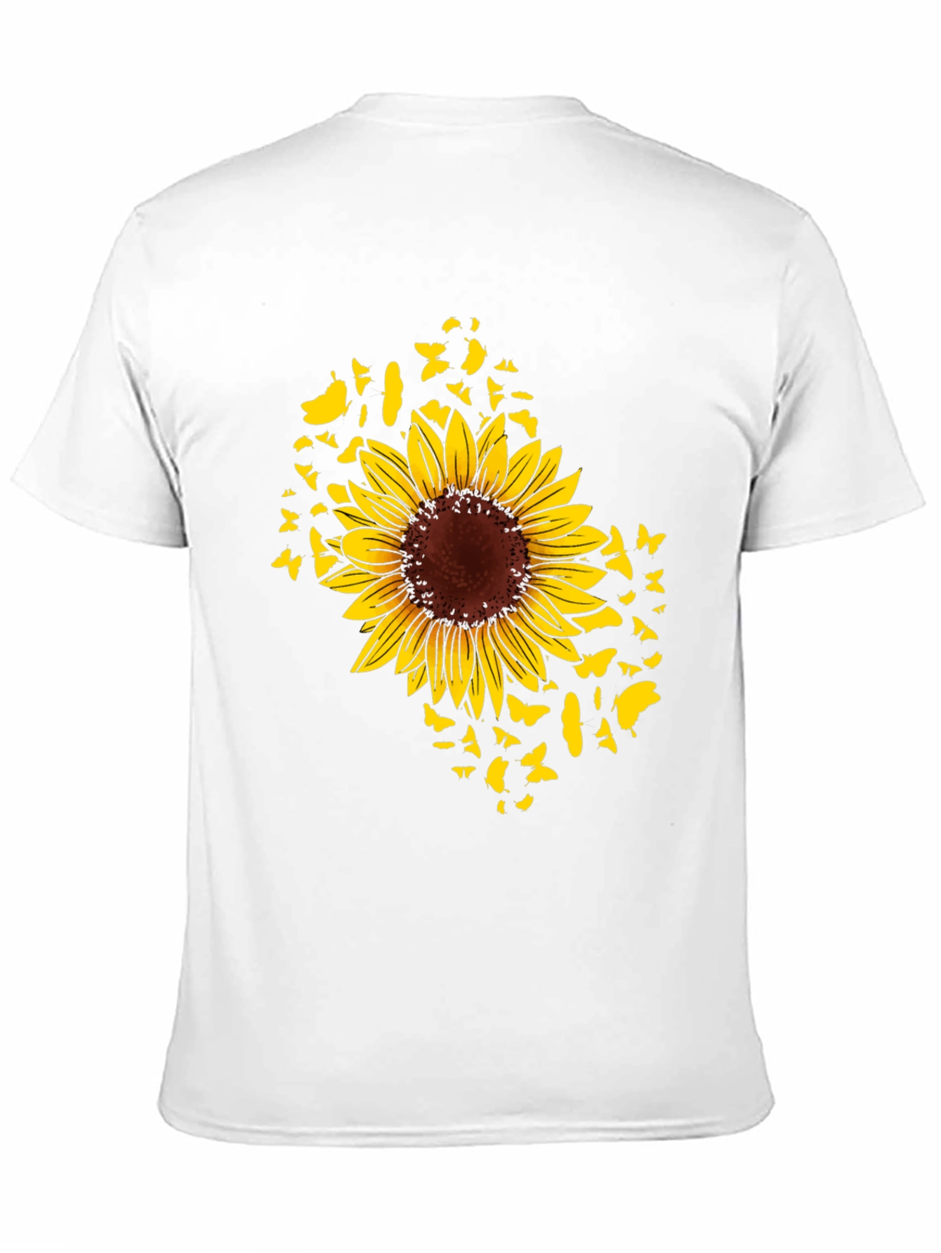 Sunflower Butterfly Graphic Black T-Shirt