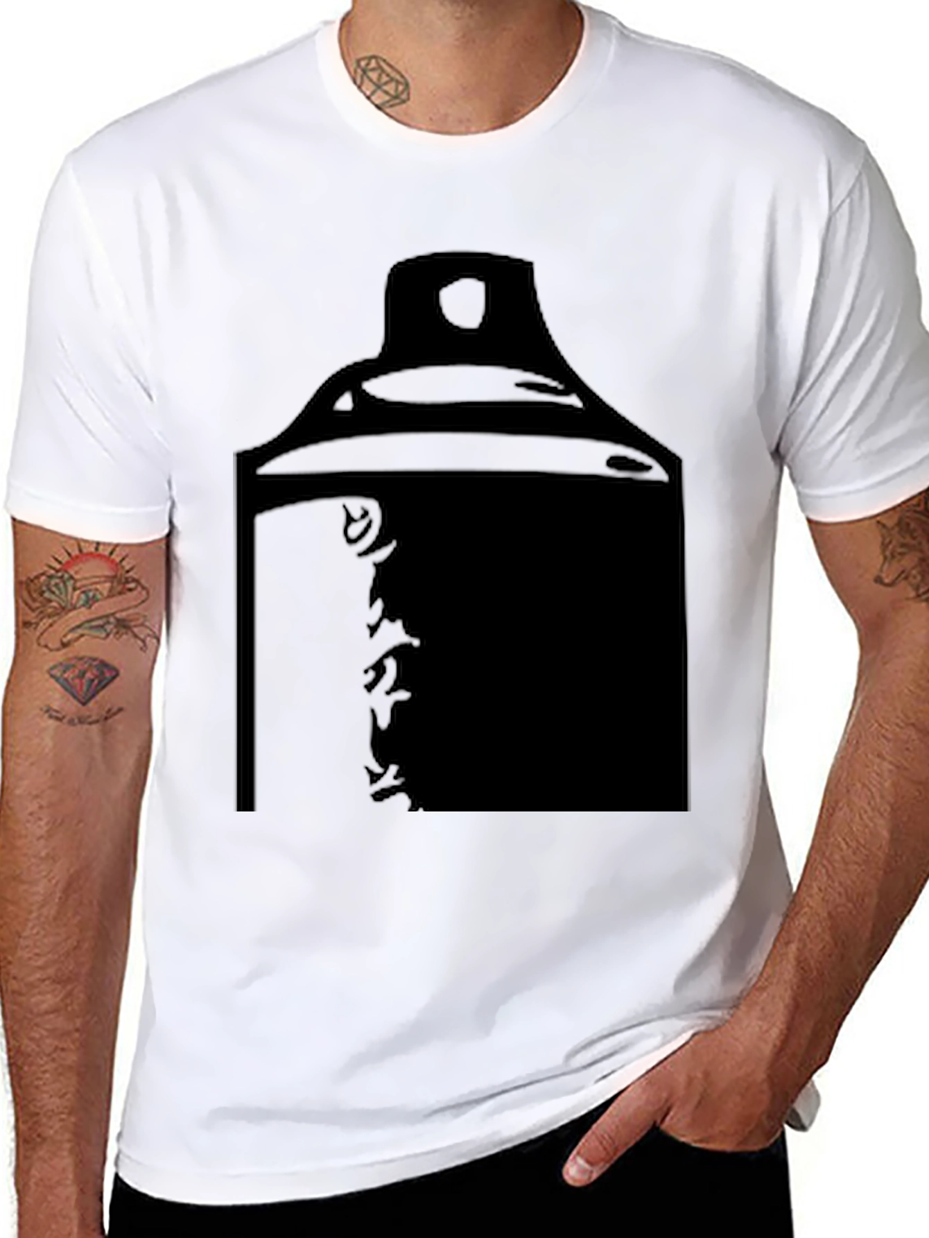 Graphic Print T-Shirt - Spray Can Design