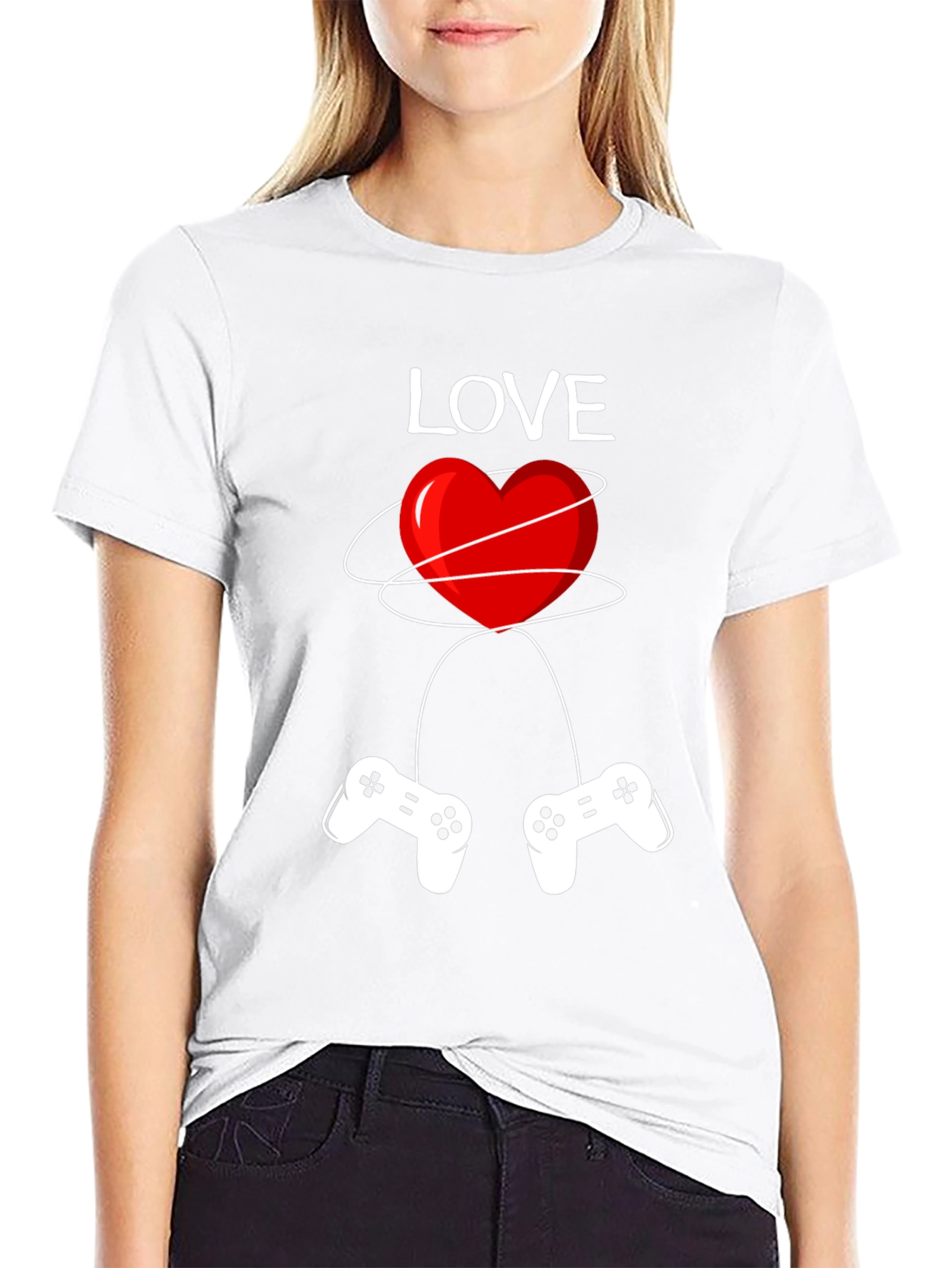 Gamer Love T-Shirt - Red Heart Design