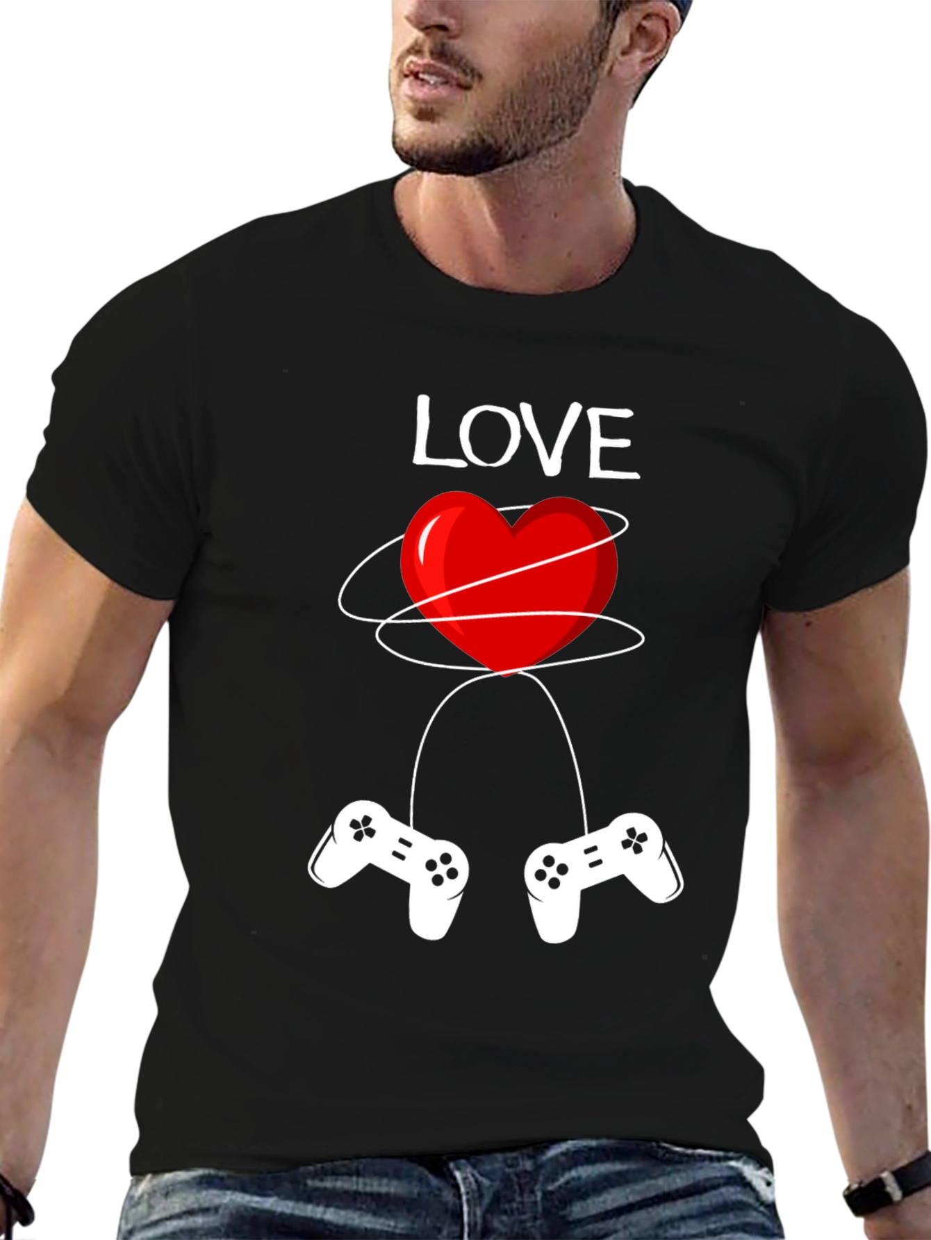 Gamer Love T-Shirt - Red Heart Design