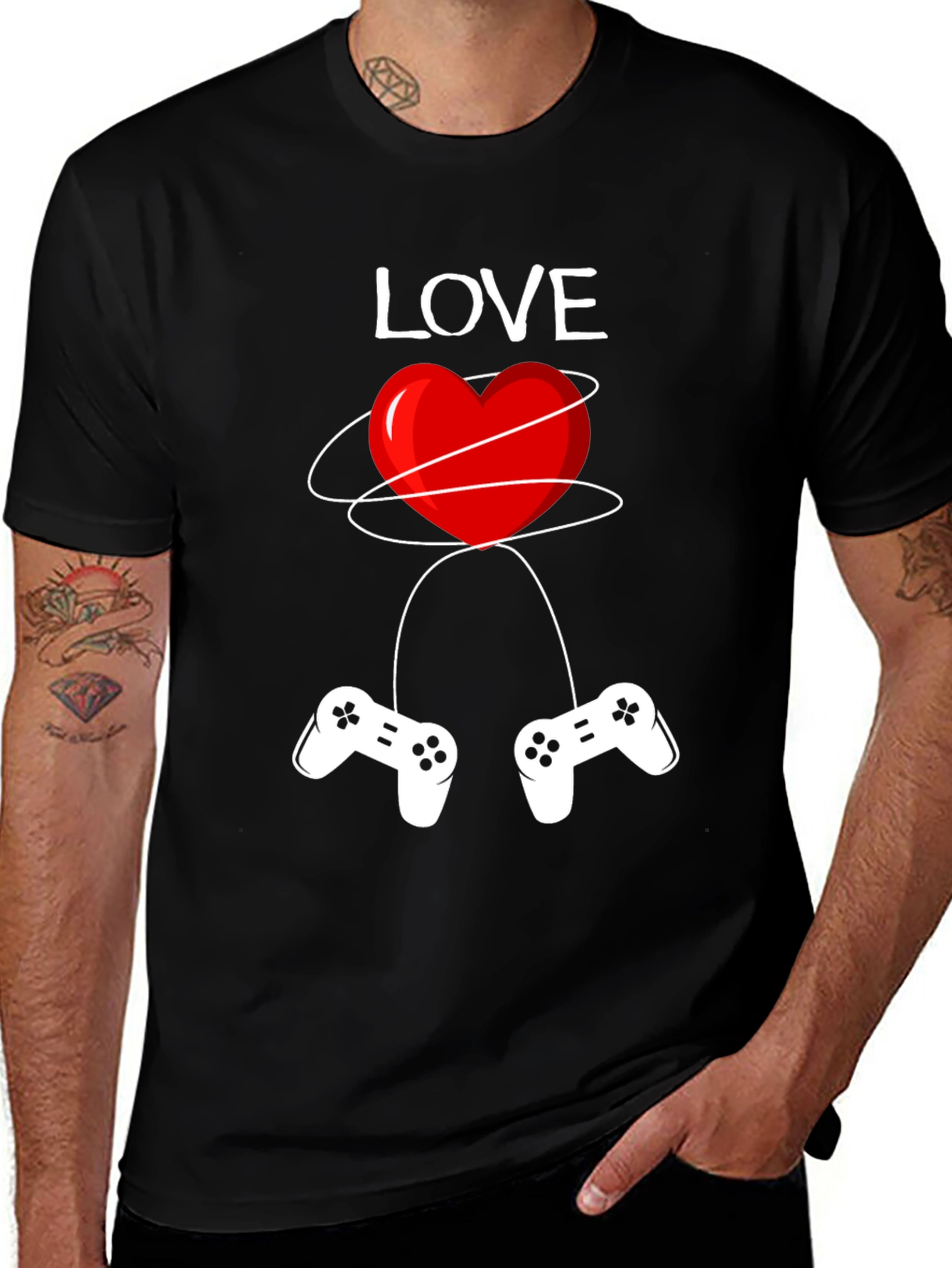Gamer Love T-Shirt - Red Heart Design