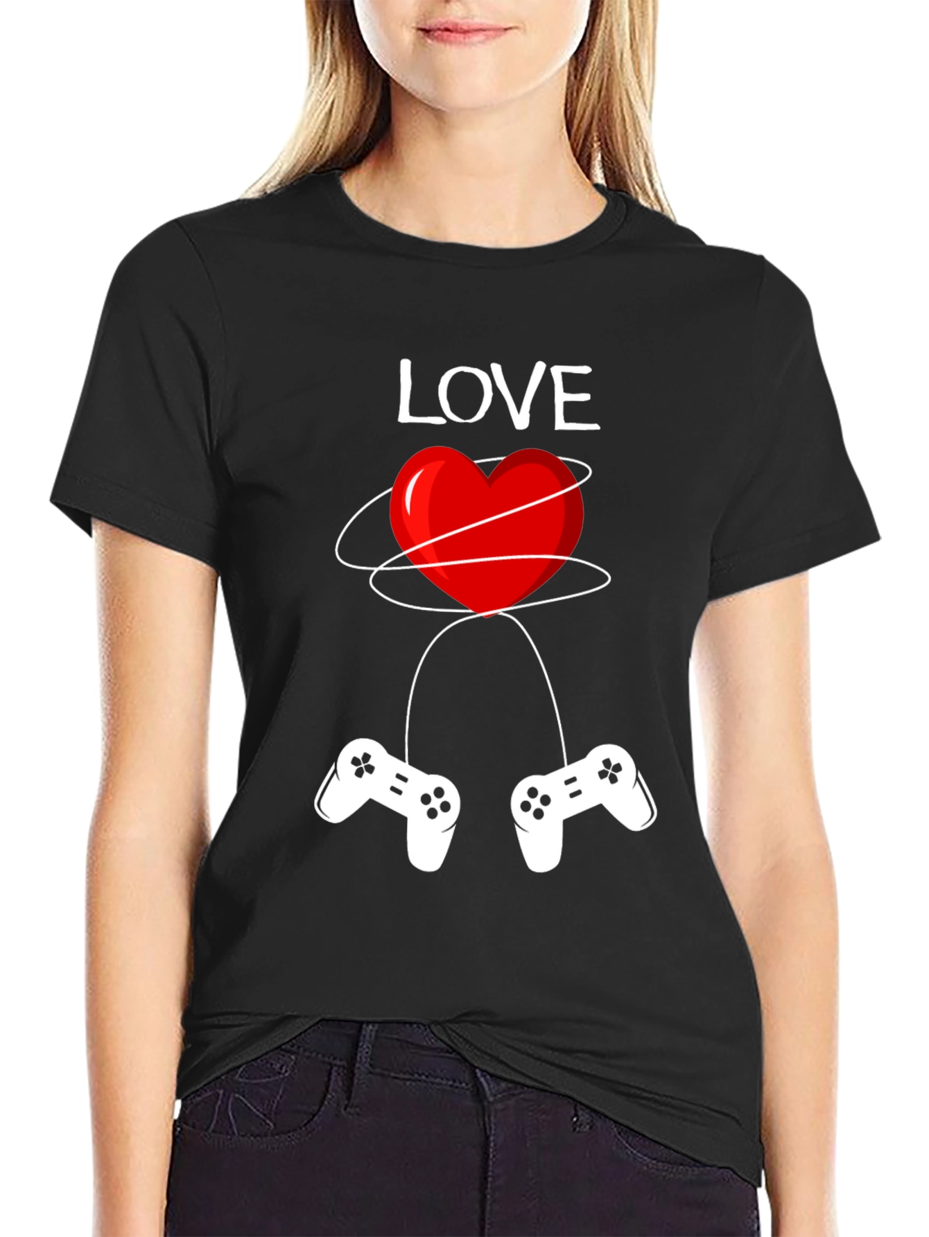 Gamer Love T-Shirt - Red Heart Design