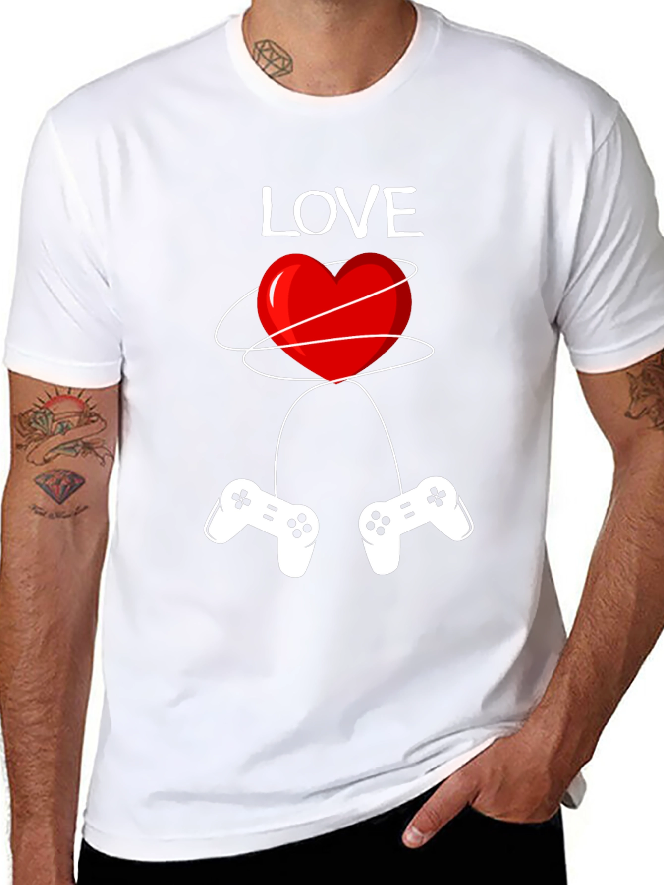 Gamer Love T-Shirt - Red Heart Design