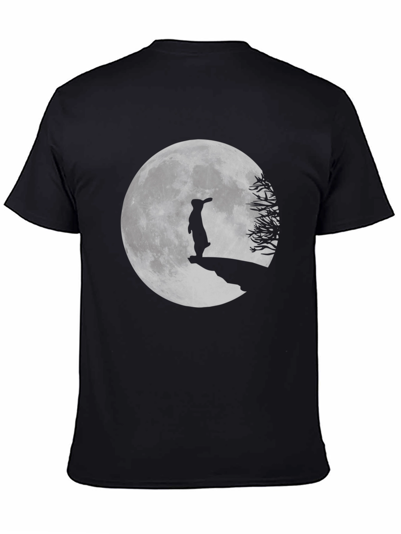 Moon Gazing Rabbit Graphic Tee - Black