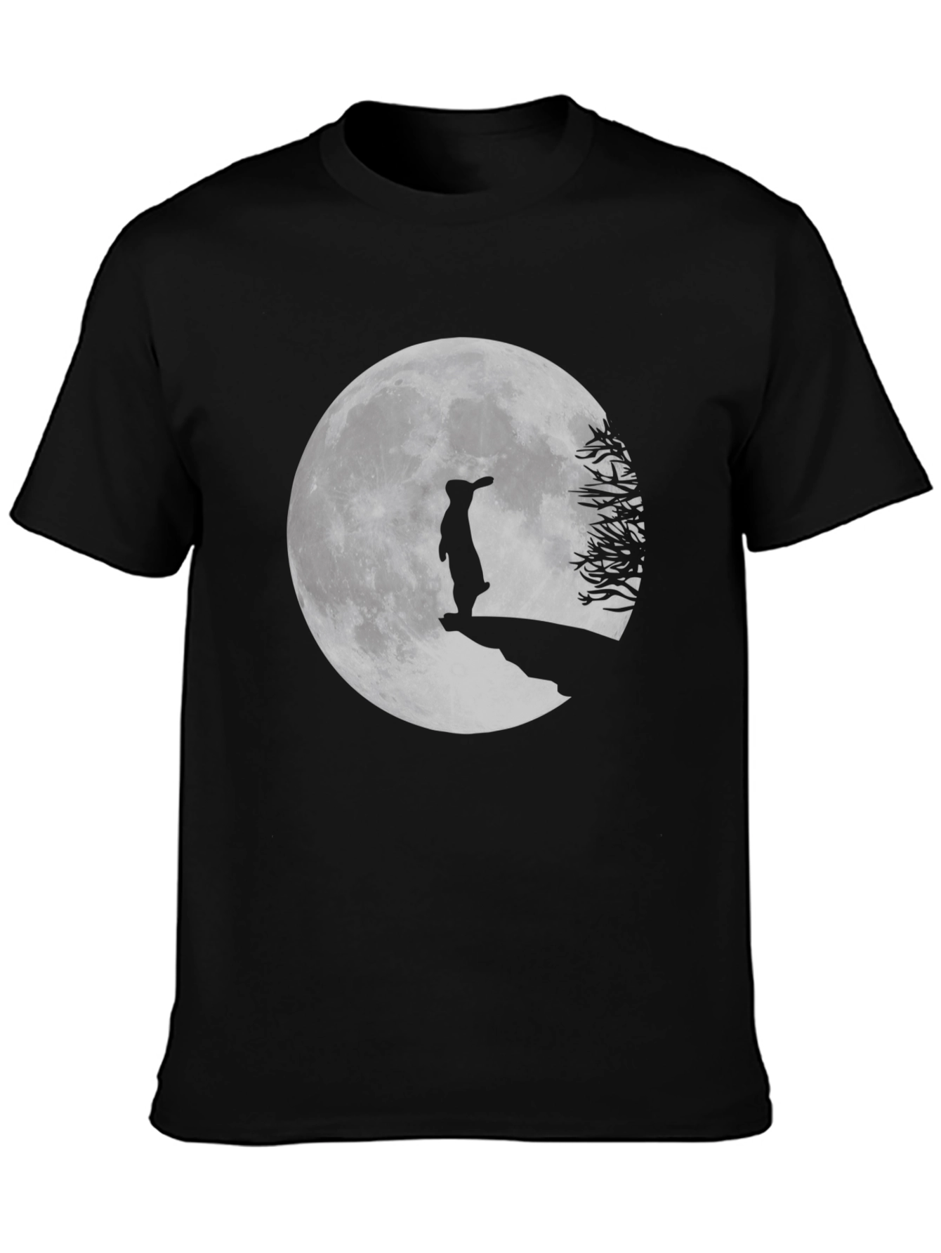 Moon Gazing Rabbit Graphic Tee - Black