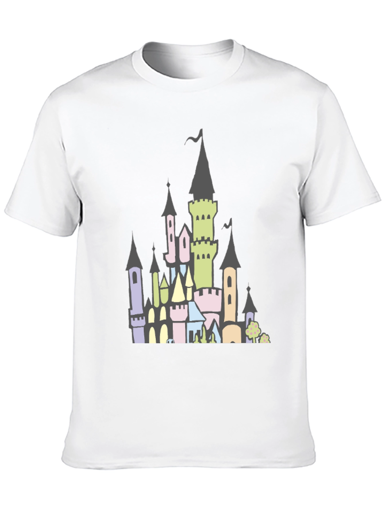 Fantasy Castle Graphic Tee - Black Cotton Shirt
