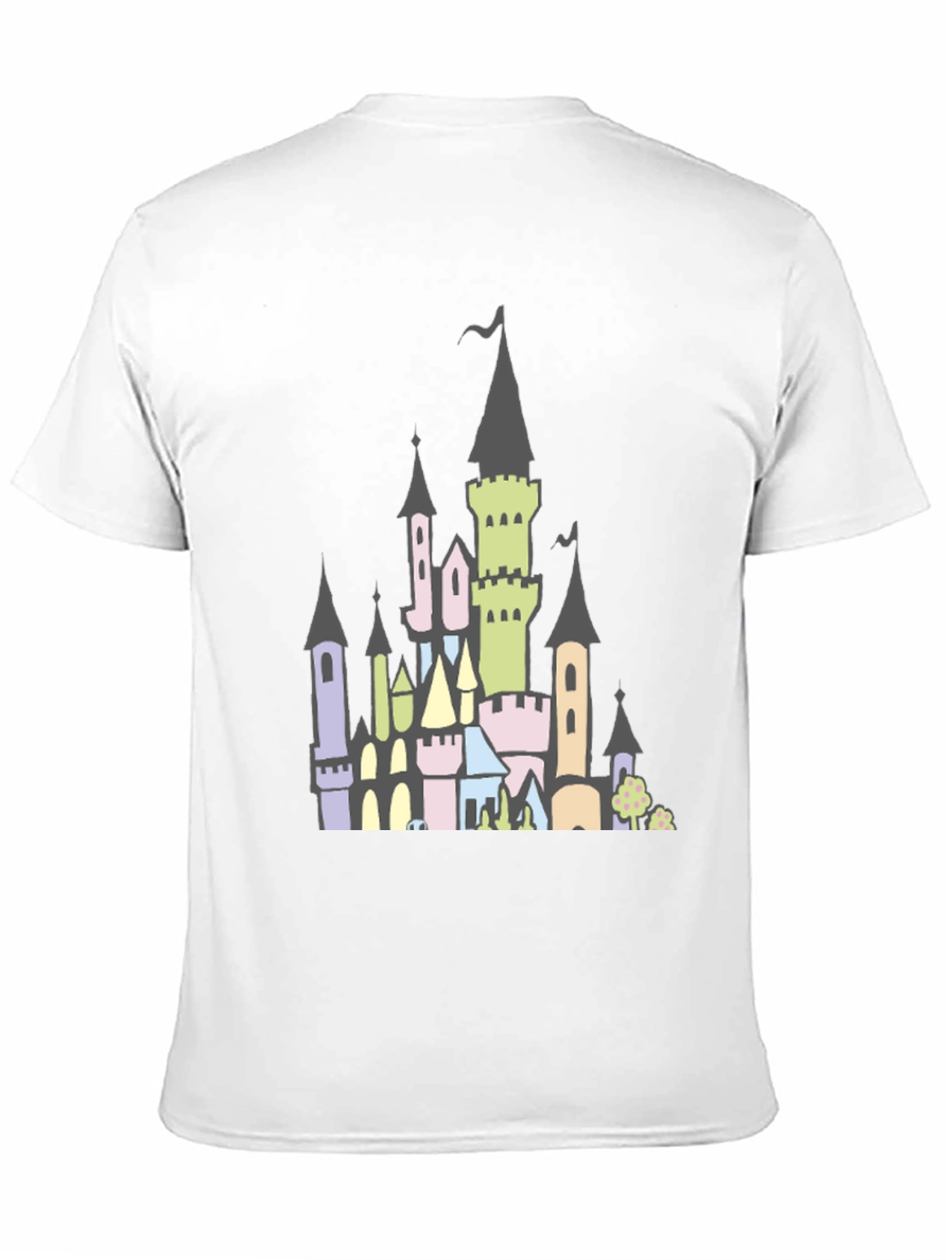 Fantasy Castle Graphic Tee - Black Cotton Shirt