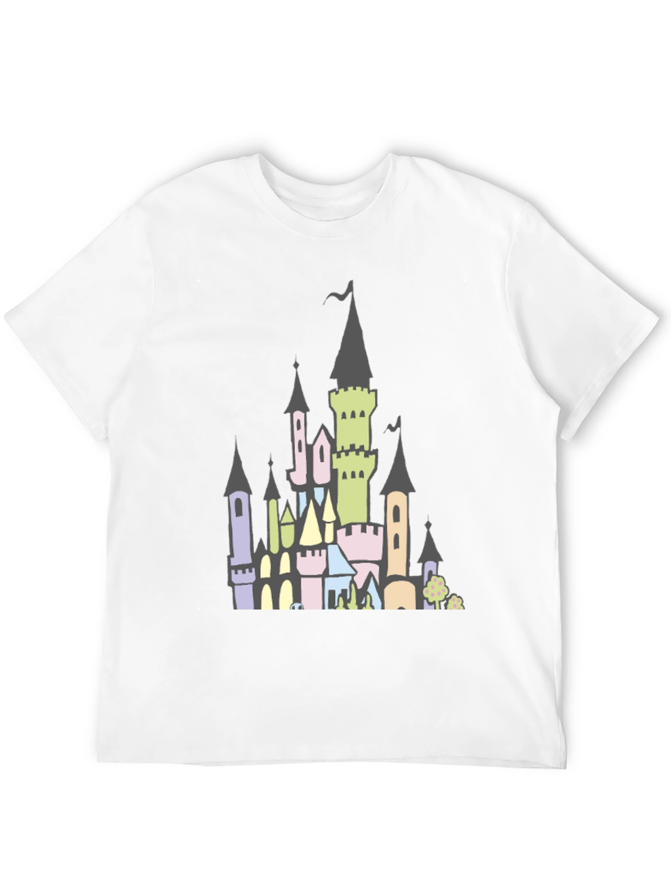 Fantasy Castle Graphic Tee - Black Cotton Shirt