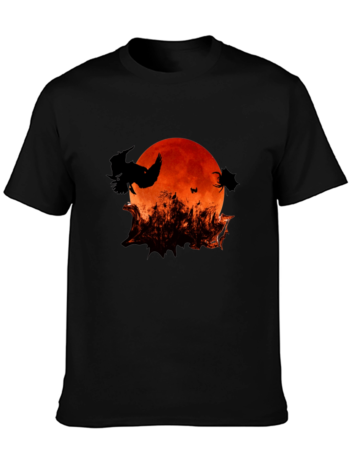 Halloween Bats and Moon Graphic T-Shirt