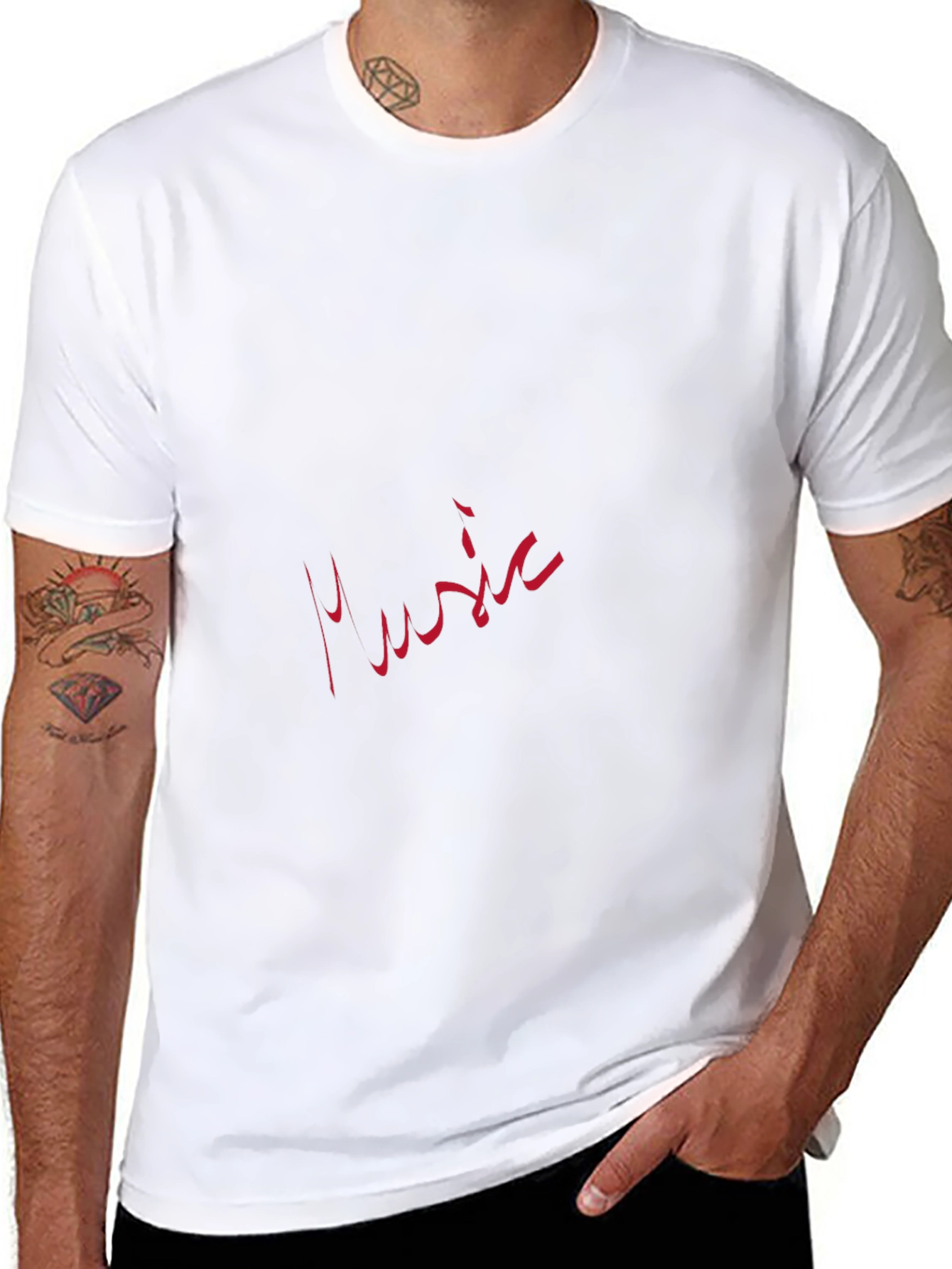 Black T-Shirt with Music Graphic
