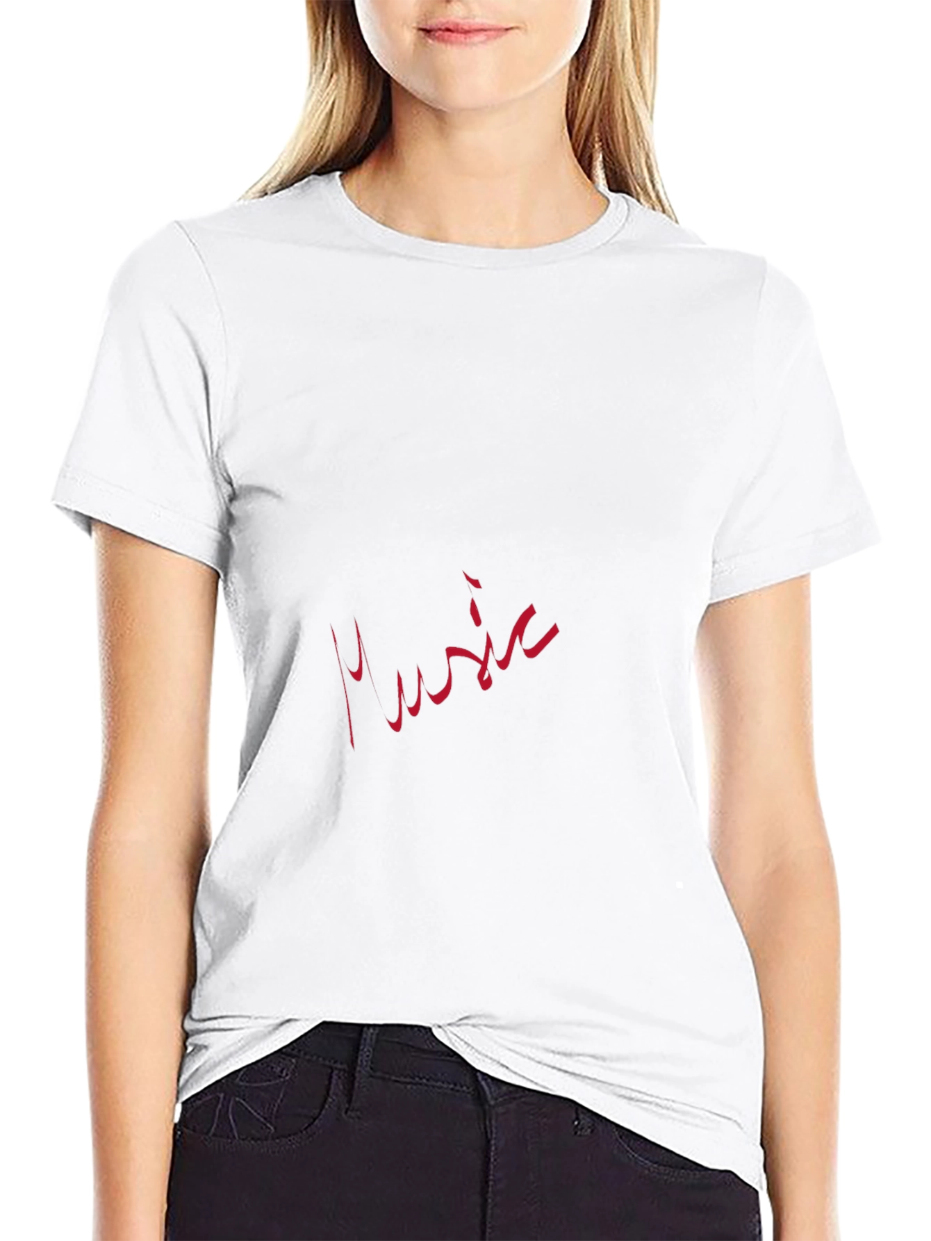 Black T-Shirt with Music Graphic