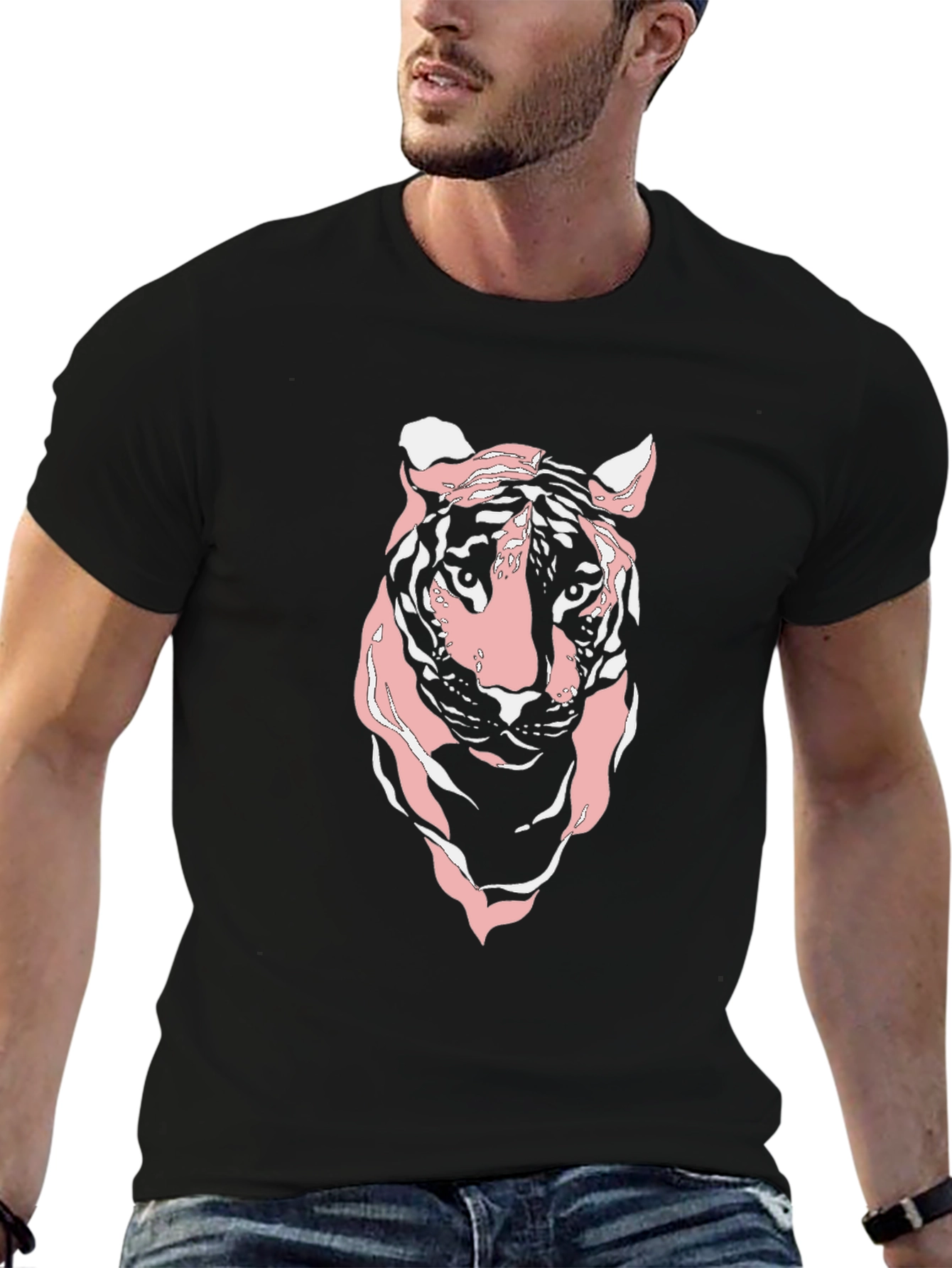 Pink Tiger Graphic Tee - Black T-Shirt