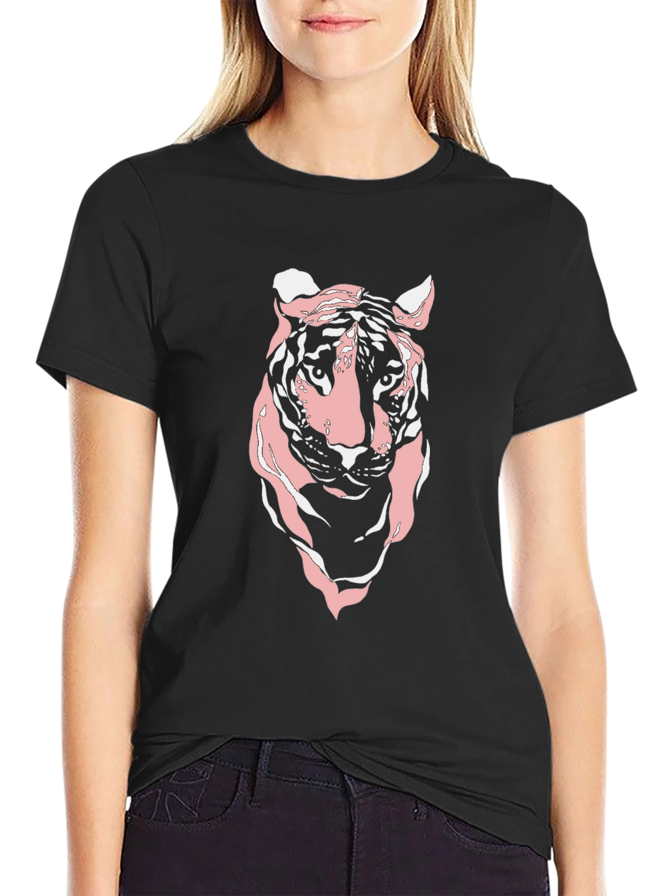 Pink Tiger Graphic Tee - Black T-Shirt
