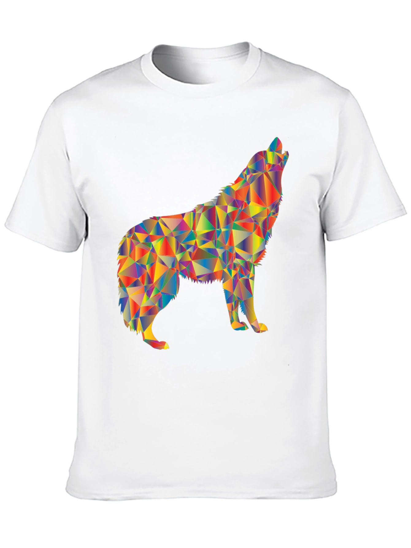 Geometric Wolf Graphic Black T-Shirt