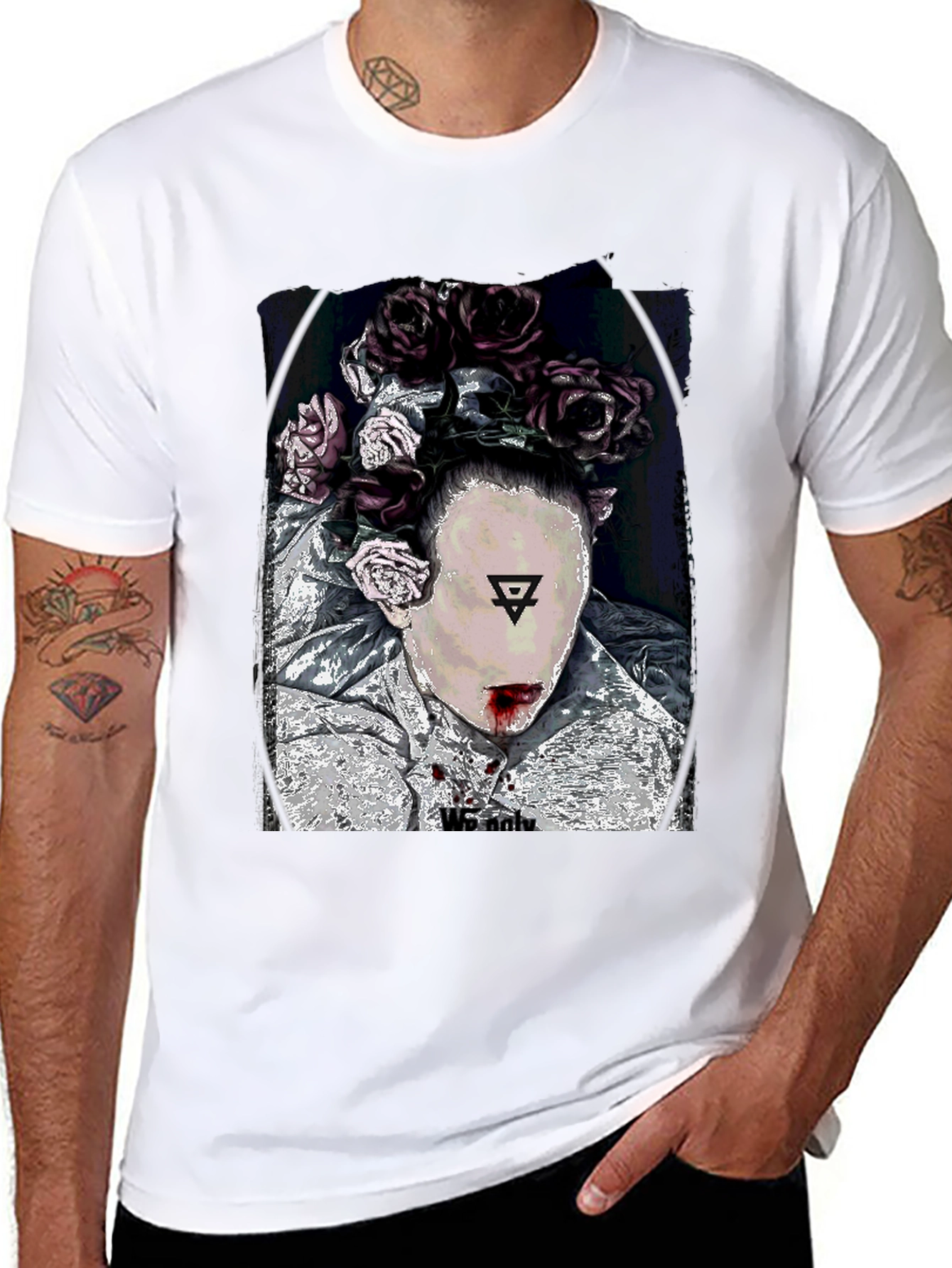 Floral Crown Graphic Black T-Shirt