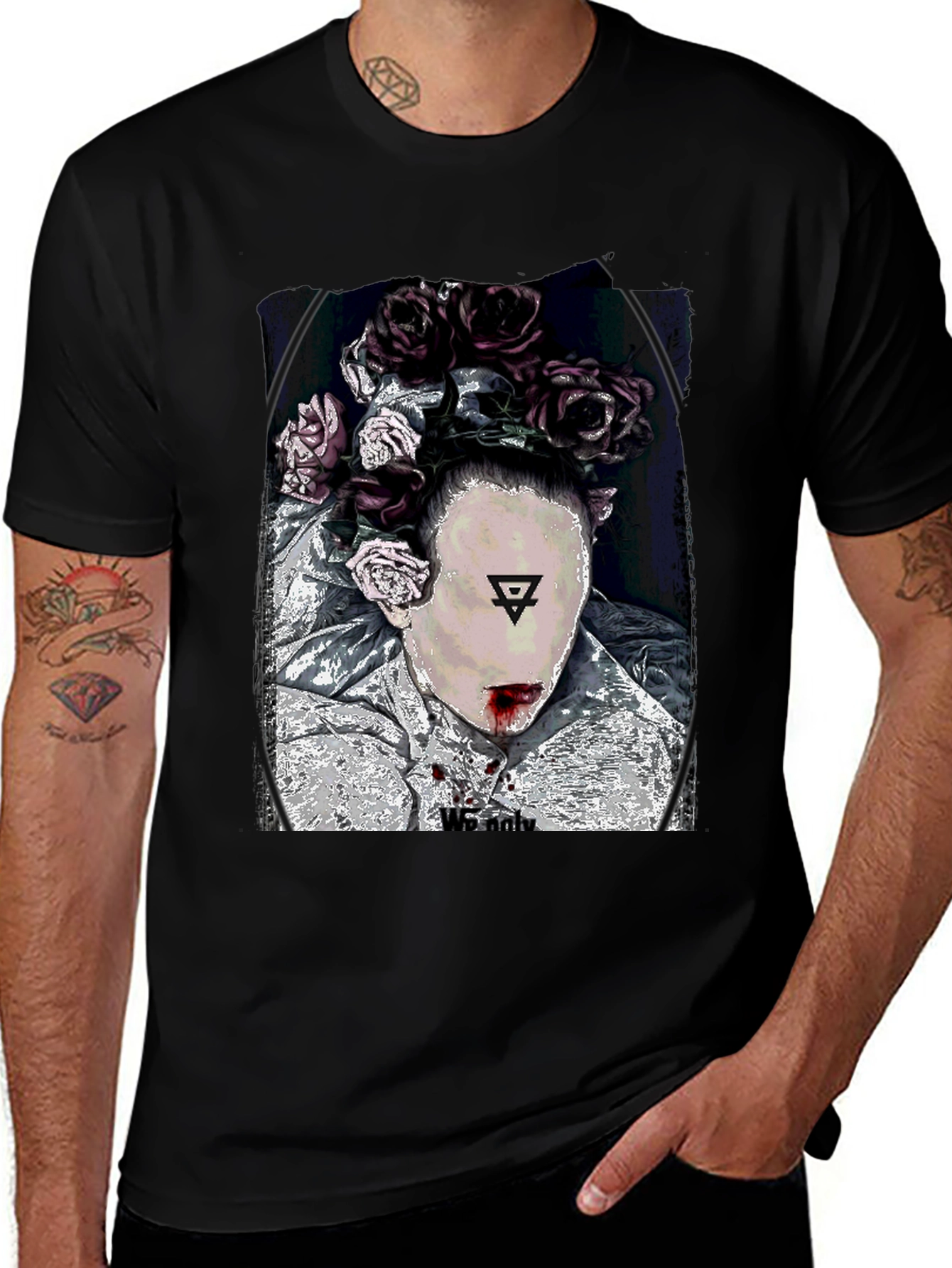 Floral Crown Graphic Black T-Shirt