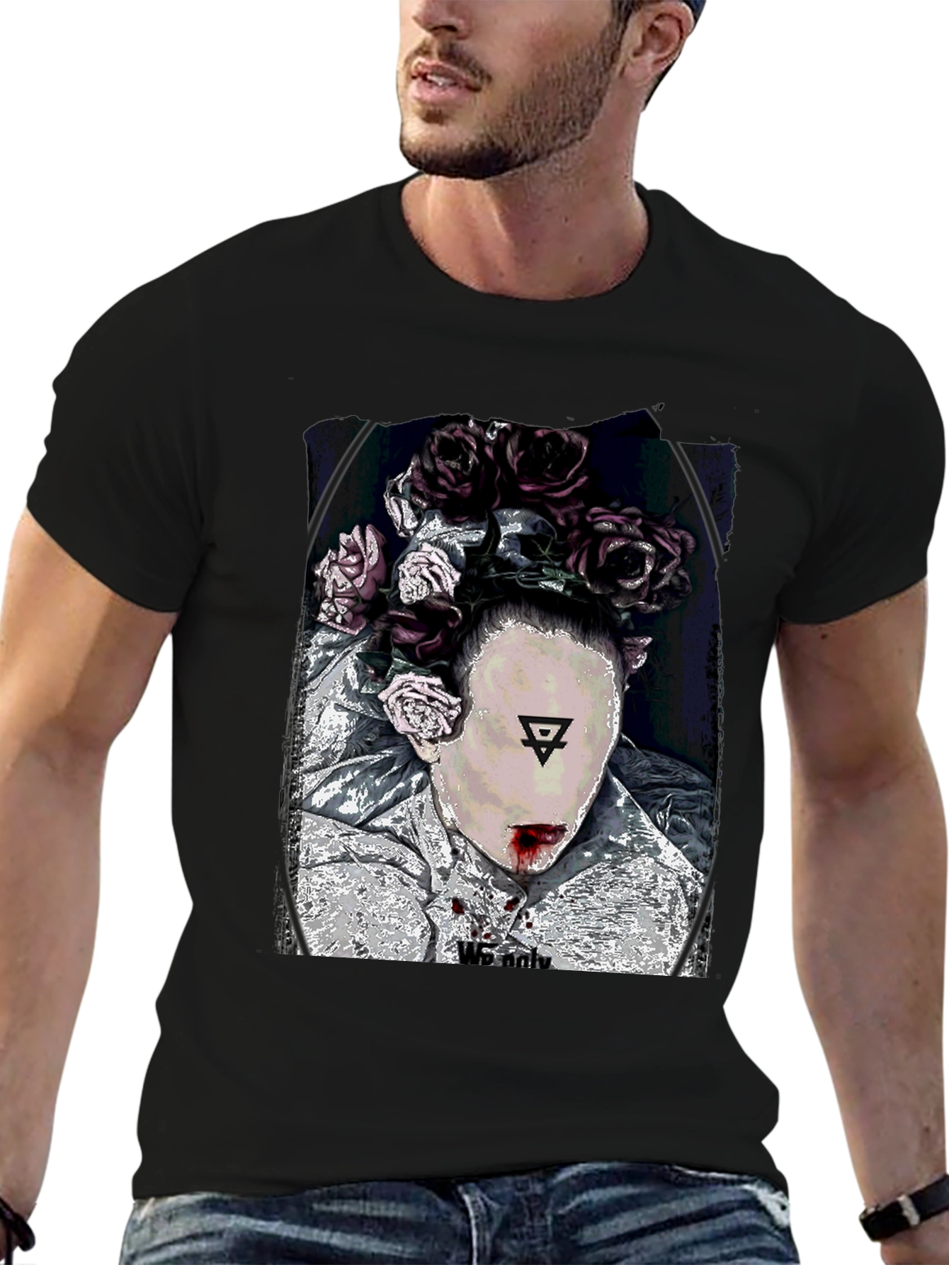 Floral Crown Graphic Black T-Shirt