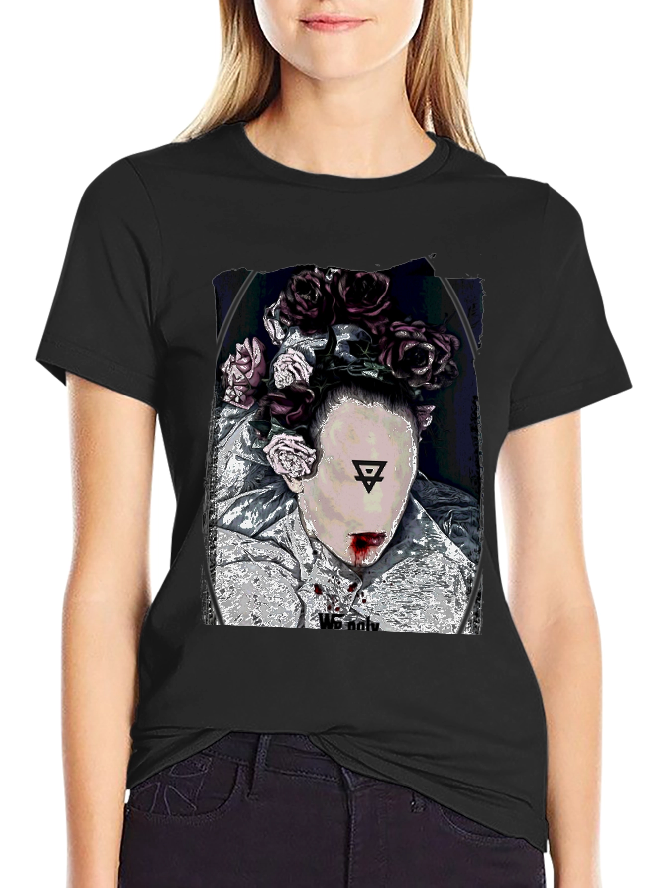 Floral Crown Graphic Black T-Shirt