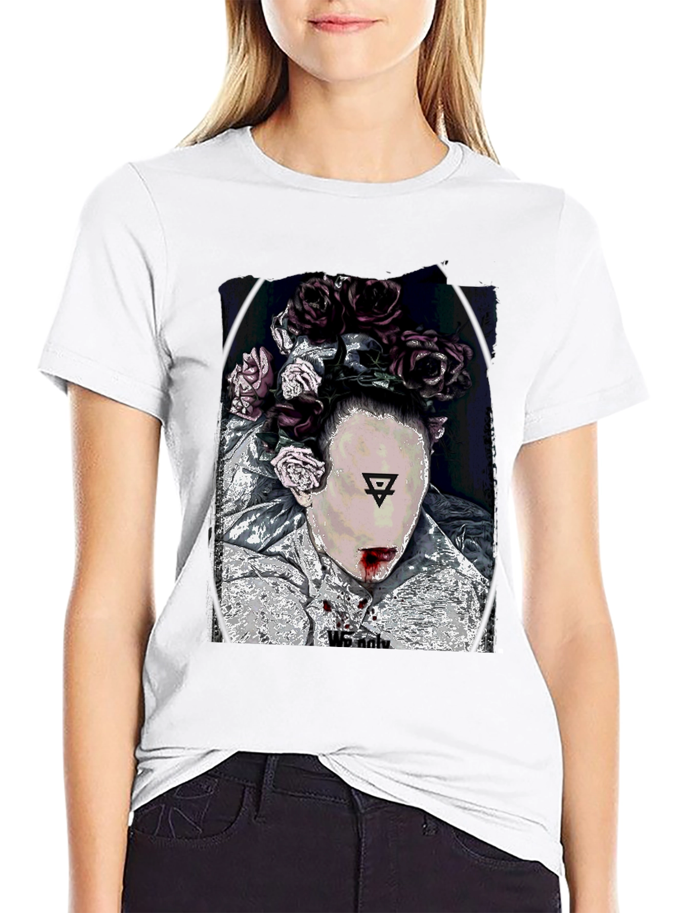 Floral Crown Graphic Black T-Shirt