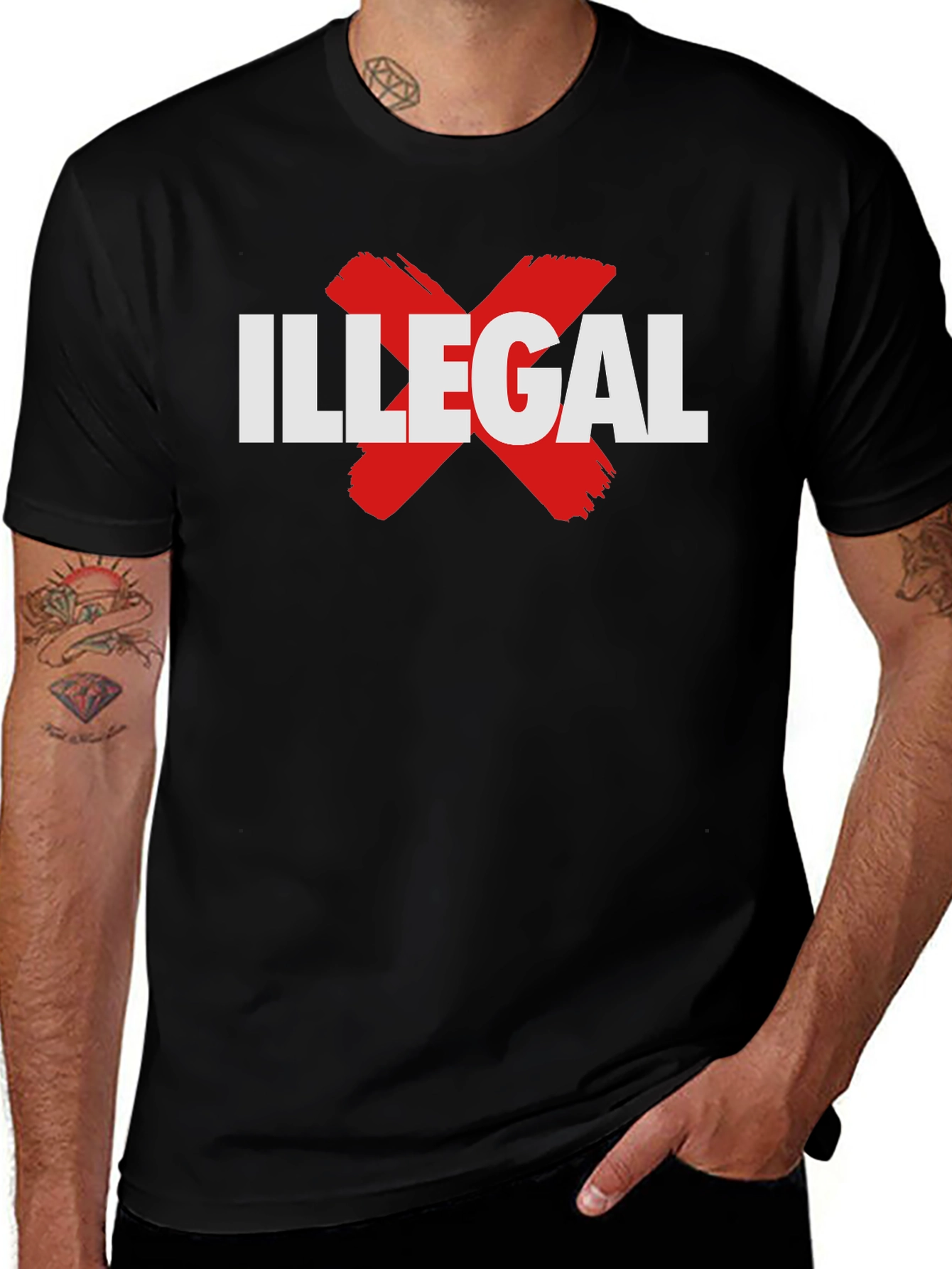 Illegal X Graphic Tee - Black Cotton T-Shirt
