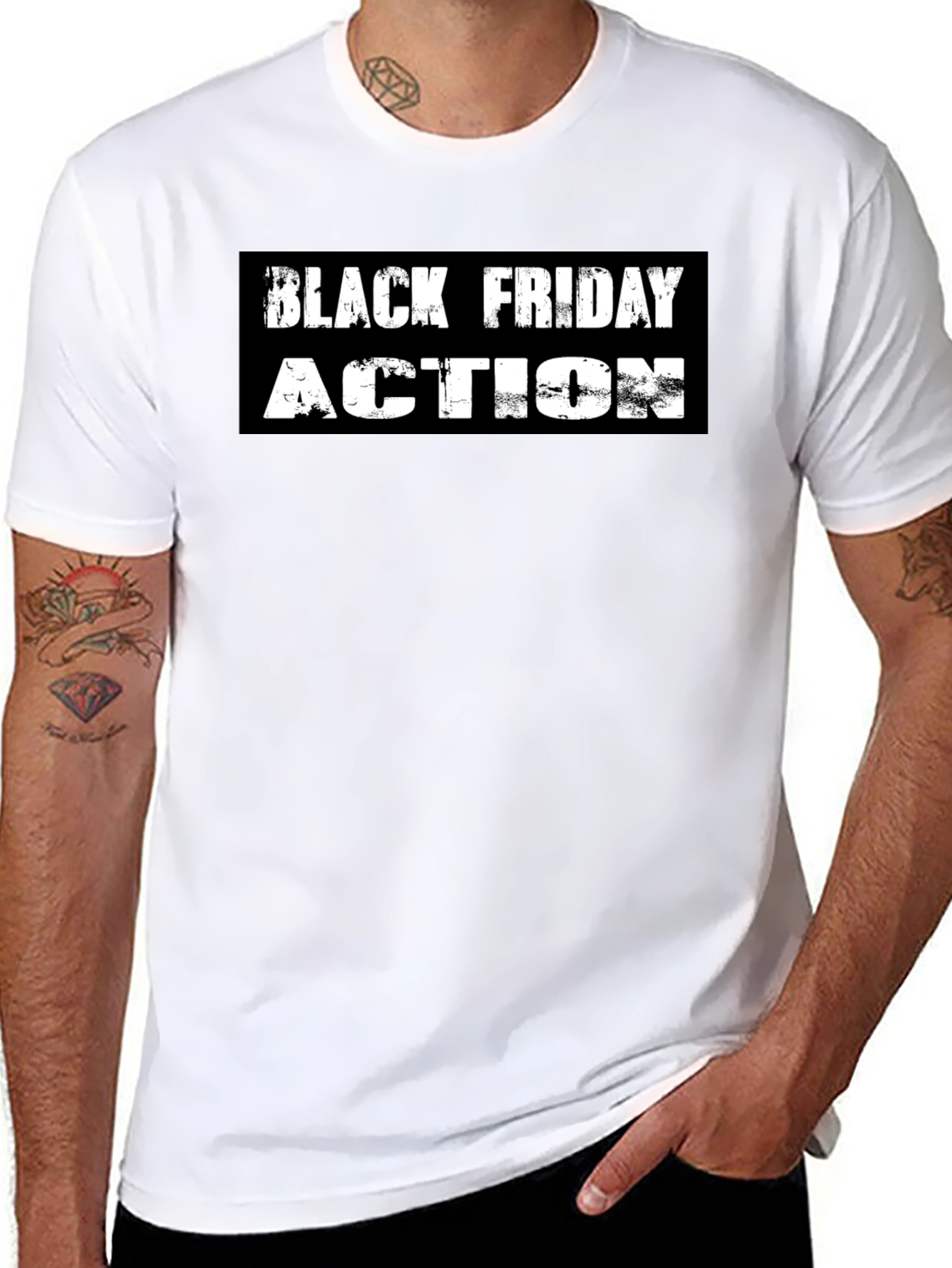 Black Friday Action Graphic Tee - Stylish Black T-Shirt