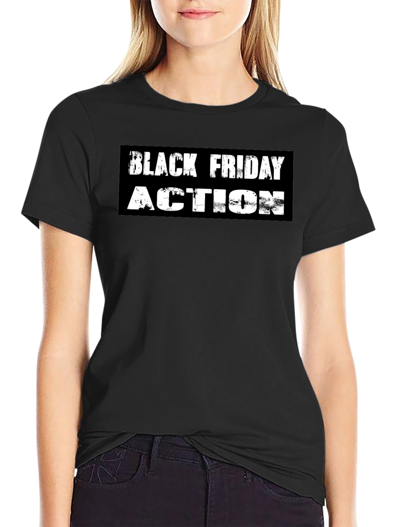 Black Friday Action Graphic Tee - Stylish Black T-Shirt