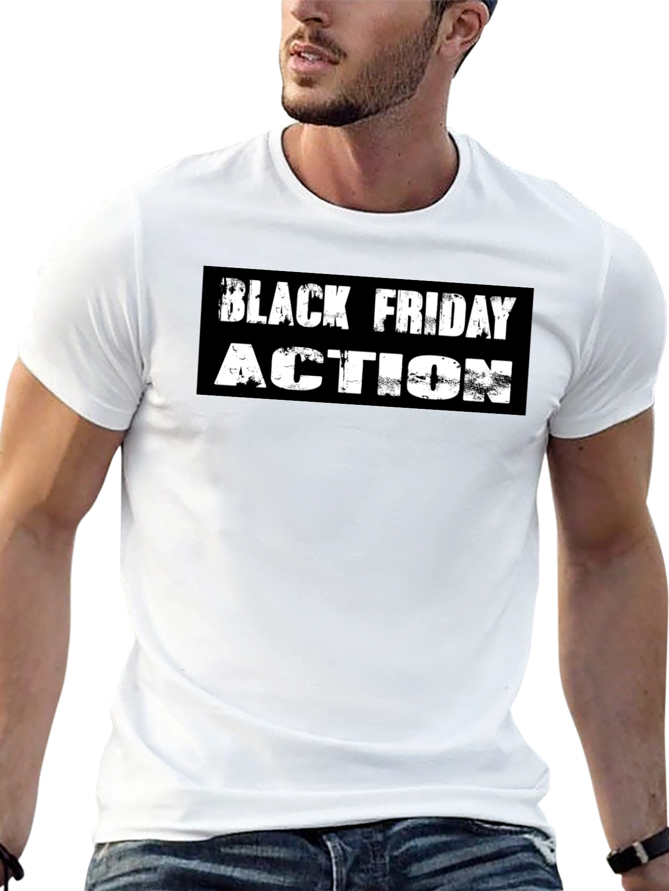 Black Friday Action Graphic Tee - Stylish Black T-Shirt