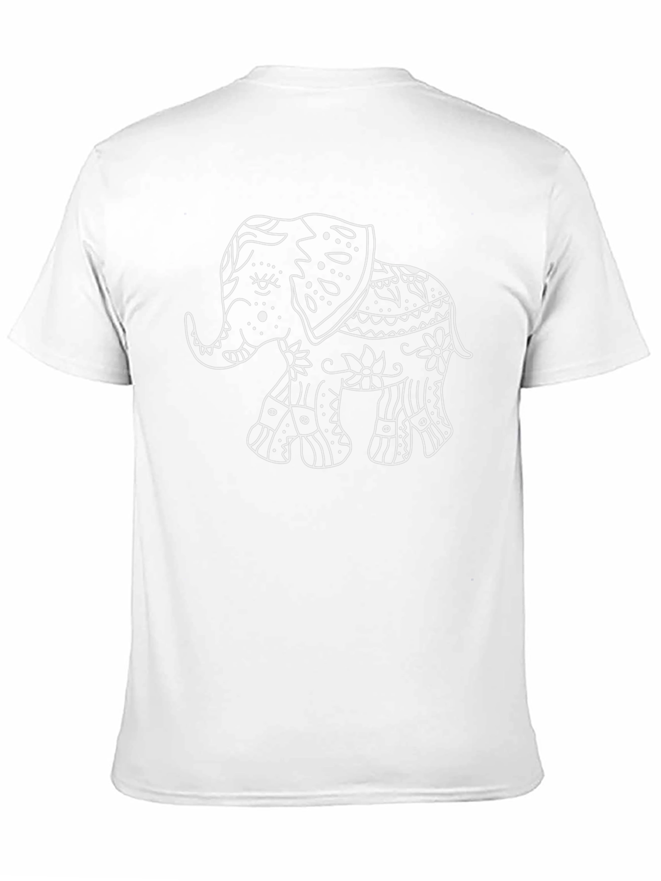Elephant Art Graphic Tee - Black Cotton T-Shirt