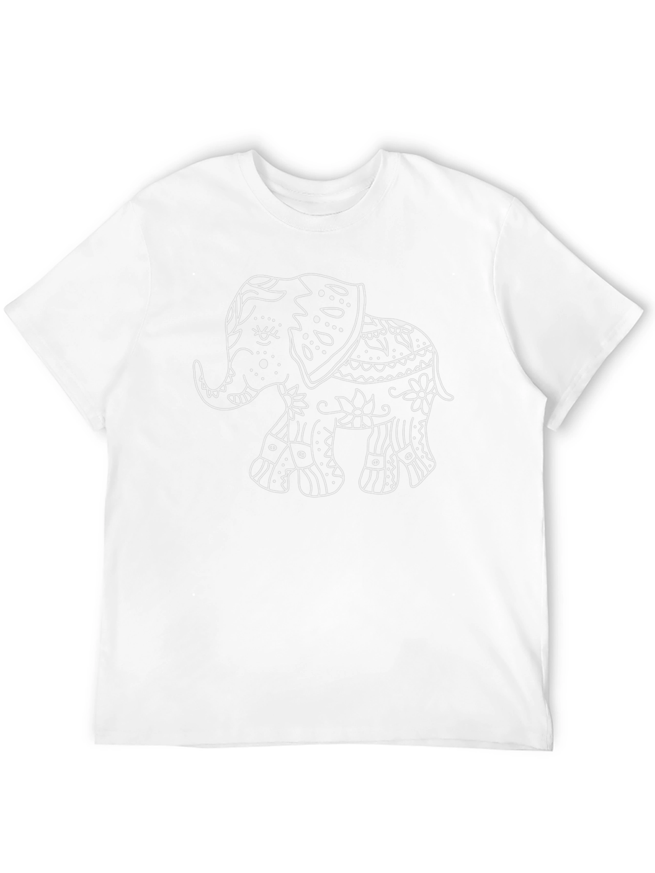 Elephant Art Graphic Tee - Black Cotton T-Shirt