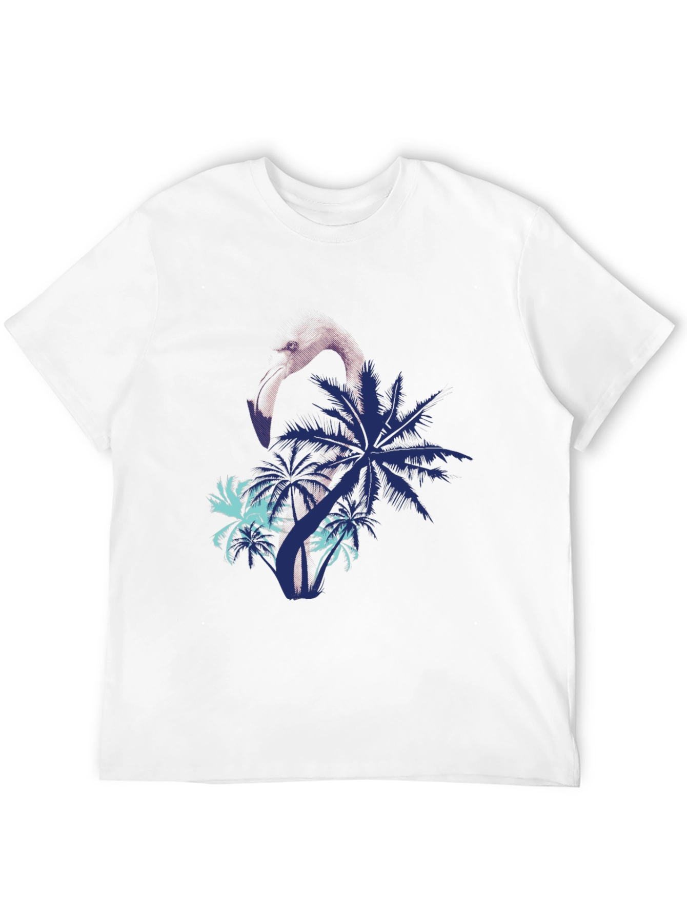 Mens Flamingo & Palm Tree Print Black T-Shirt