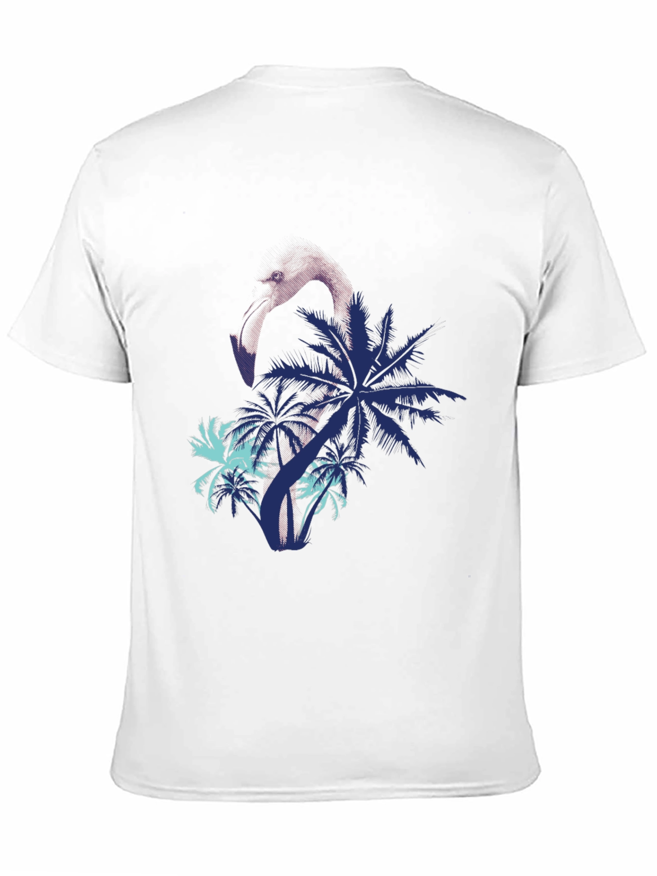 Mens Flamingo & Palm Tree Print Black T-Shirt