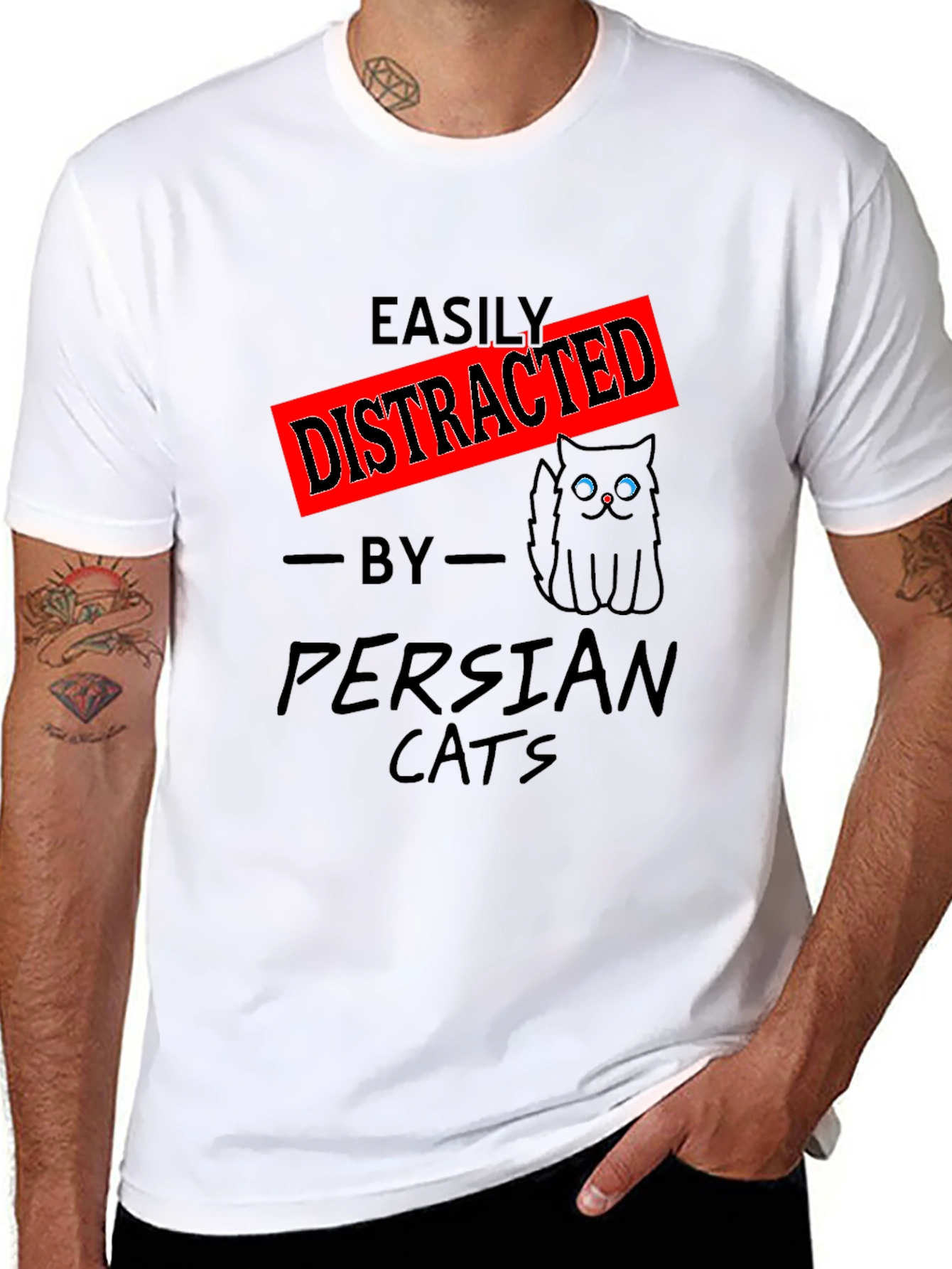 Easily Distracted by Persian Cats Graphic T-Shirt