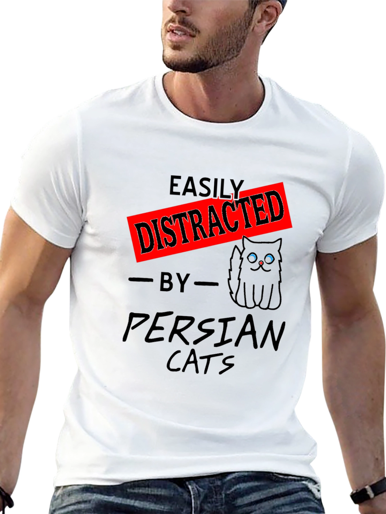 Easily Distracted by Persian Cats Graphic T-Shirt