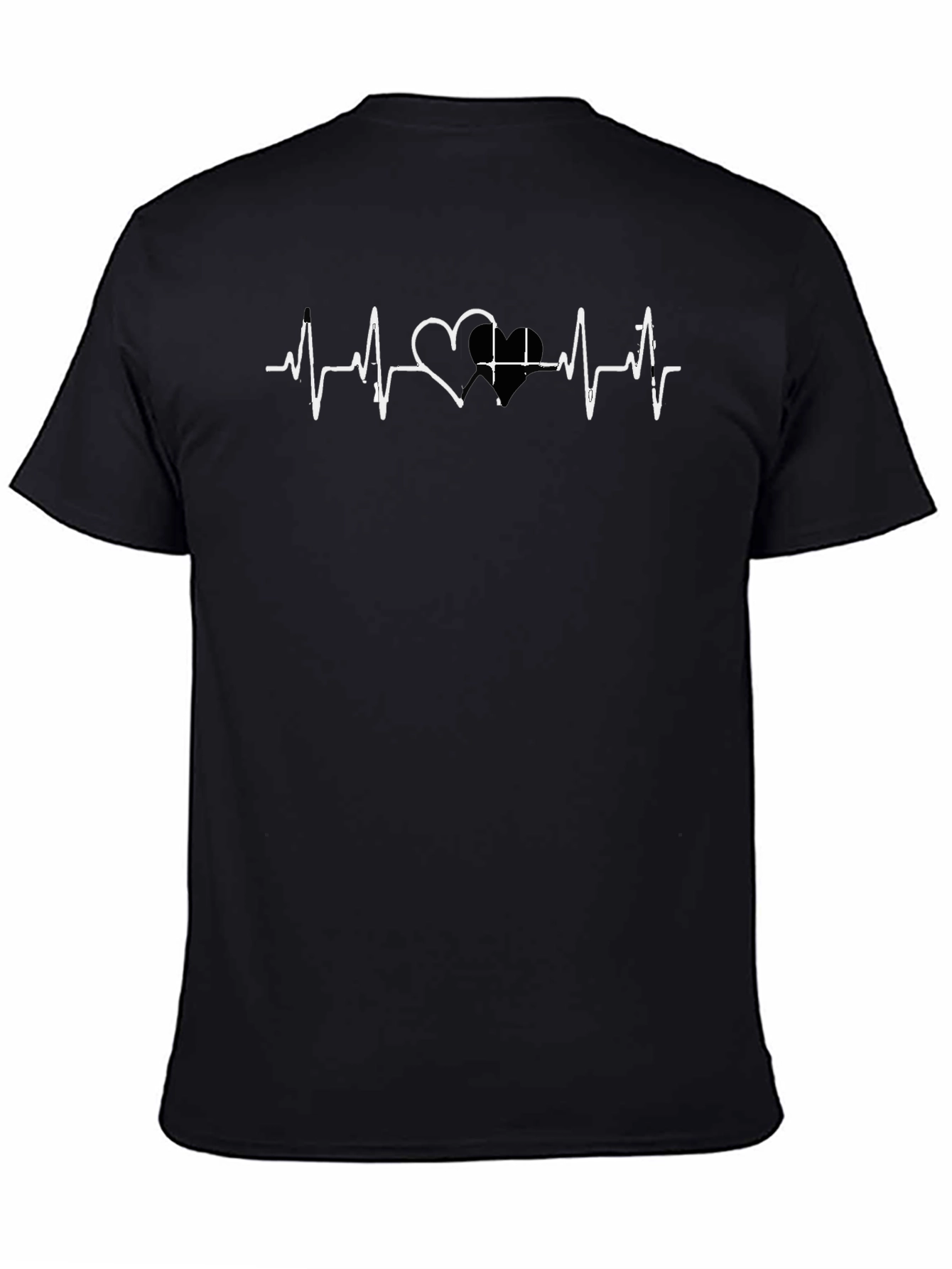 Heartbeat Love Graphic Tee - Black Cotton Casual
