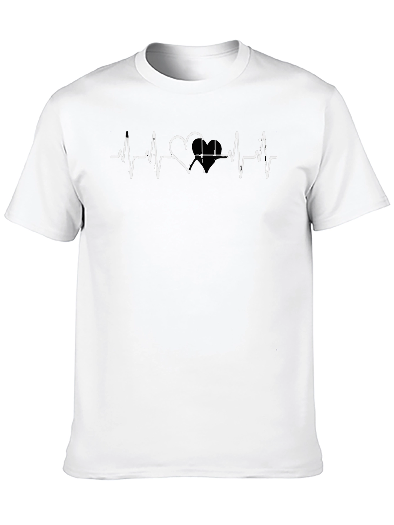 Heartbeat Love Graphic Tee - Black Cotton Casual